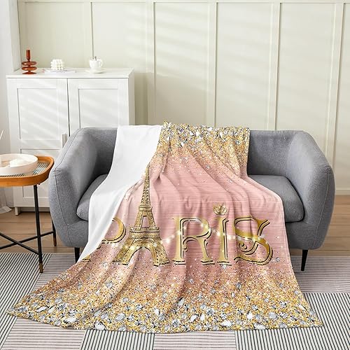 Miniatura 6 de Erosebridal Manta de la Torre Eiffel de 40 x 50 pulgadas, romántica manta de vellón de la torre de París para adolescentes y adultos, manta de