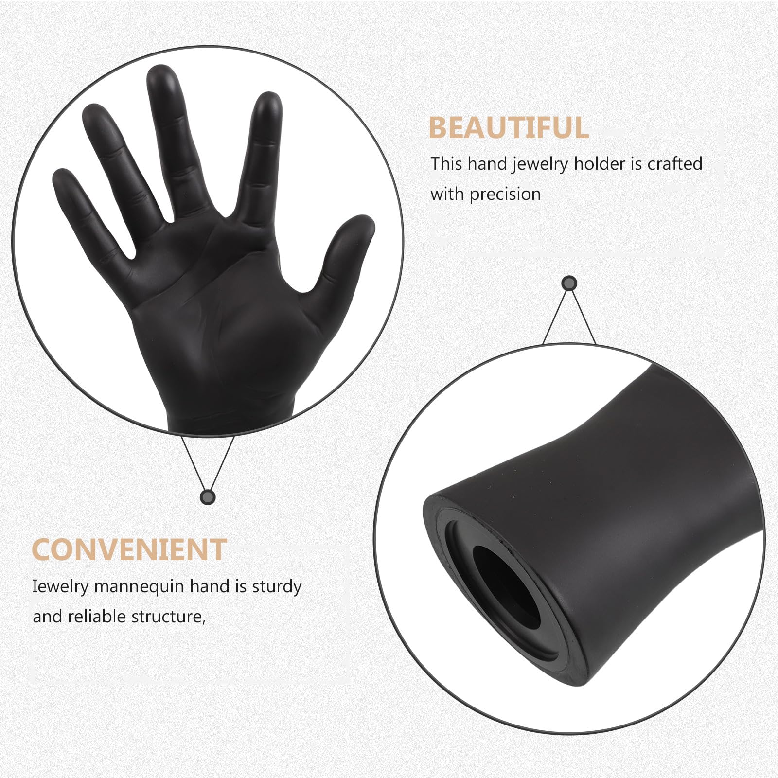 iplusmile 2 Stück Männliches Handmodell aus Schwarzem Kunststoff mit Offenem Fingerdesign zur Schmuckpräsentation von Ringen und Armbändern für Zuhause und Einzelhandel