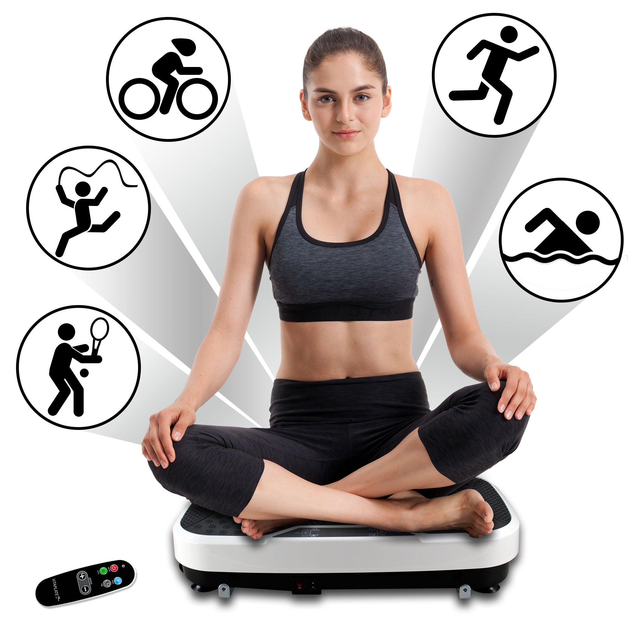 @tec Vibrationsplatte Vitaplate SE Vibration-Trainings-Gerät Fitnessstation, effektiver Vibrationstrainer mit großer Trainingsfläche - Fett-Verbrenner - Sportgerät - Massagegerät