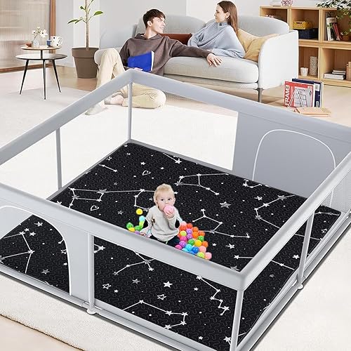 Miniatura 6 de Alfombra de juego de 50 x 50 para corralito plegable para corralito LIAMST y TODALE, tapete de juego antideslizante y lavable para bebé, tapete