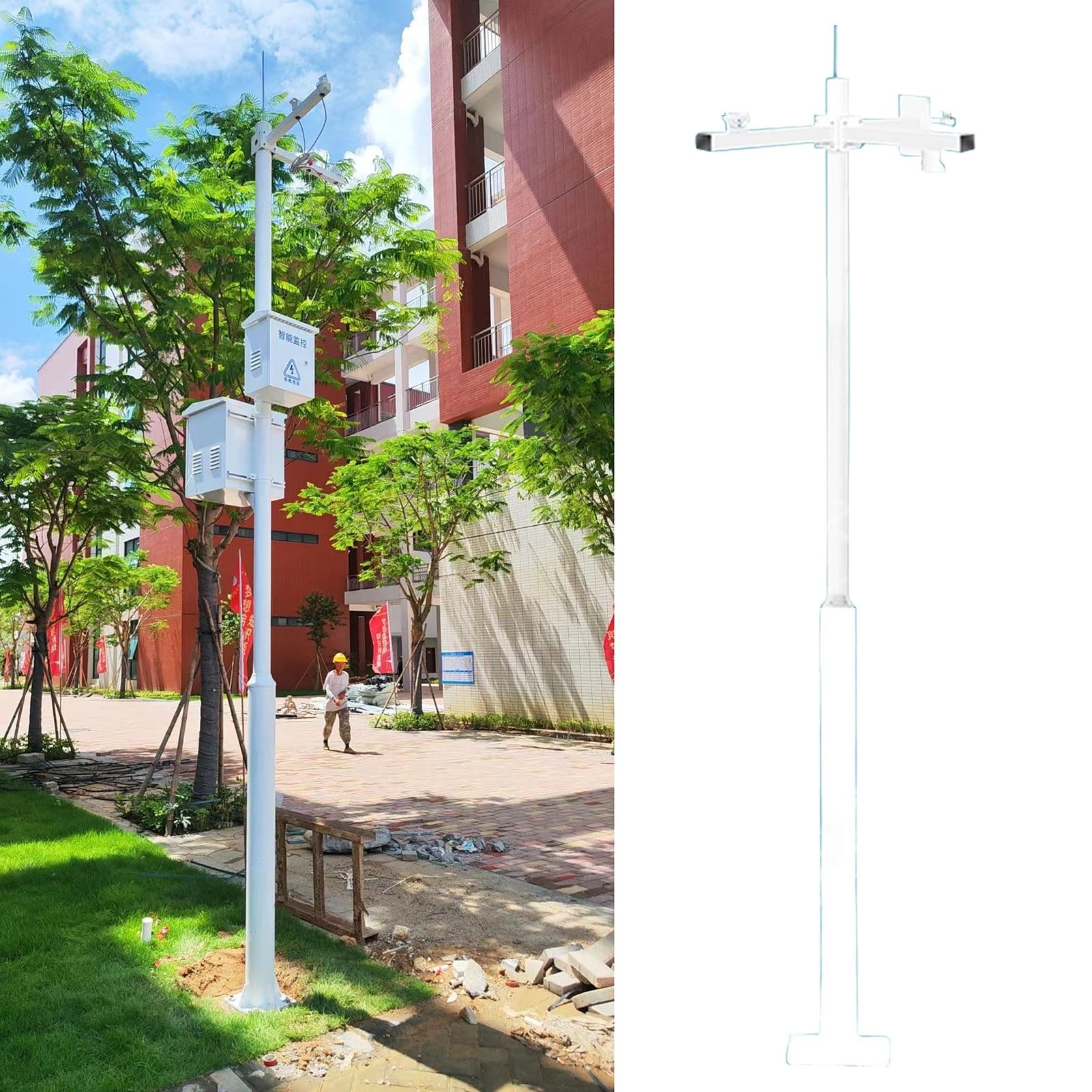 Aioneer Steel Camera Mount Pole For Security, Street Post For Security Camera, Split Solar Panel/Camera Mounting Pole, Security Camera Stand
