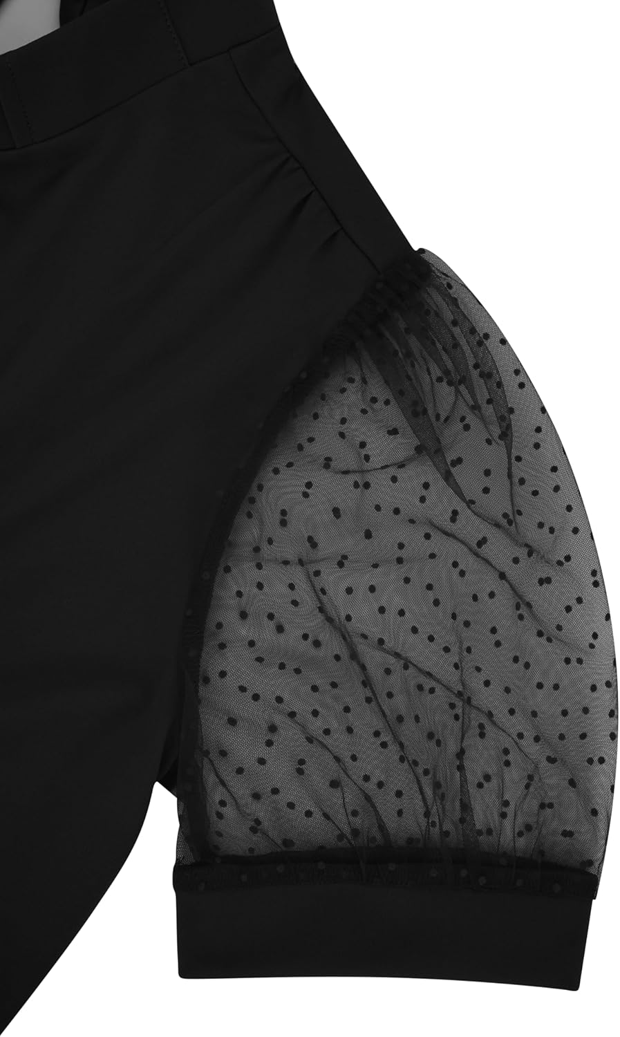 Black Short Sheer Sleeve Church Shirt Clergy Tab Insert Collar Front Bowknot Priestess Shirt - Image 6