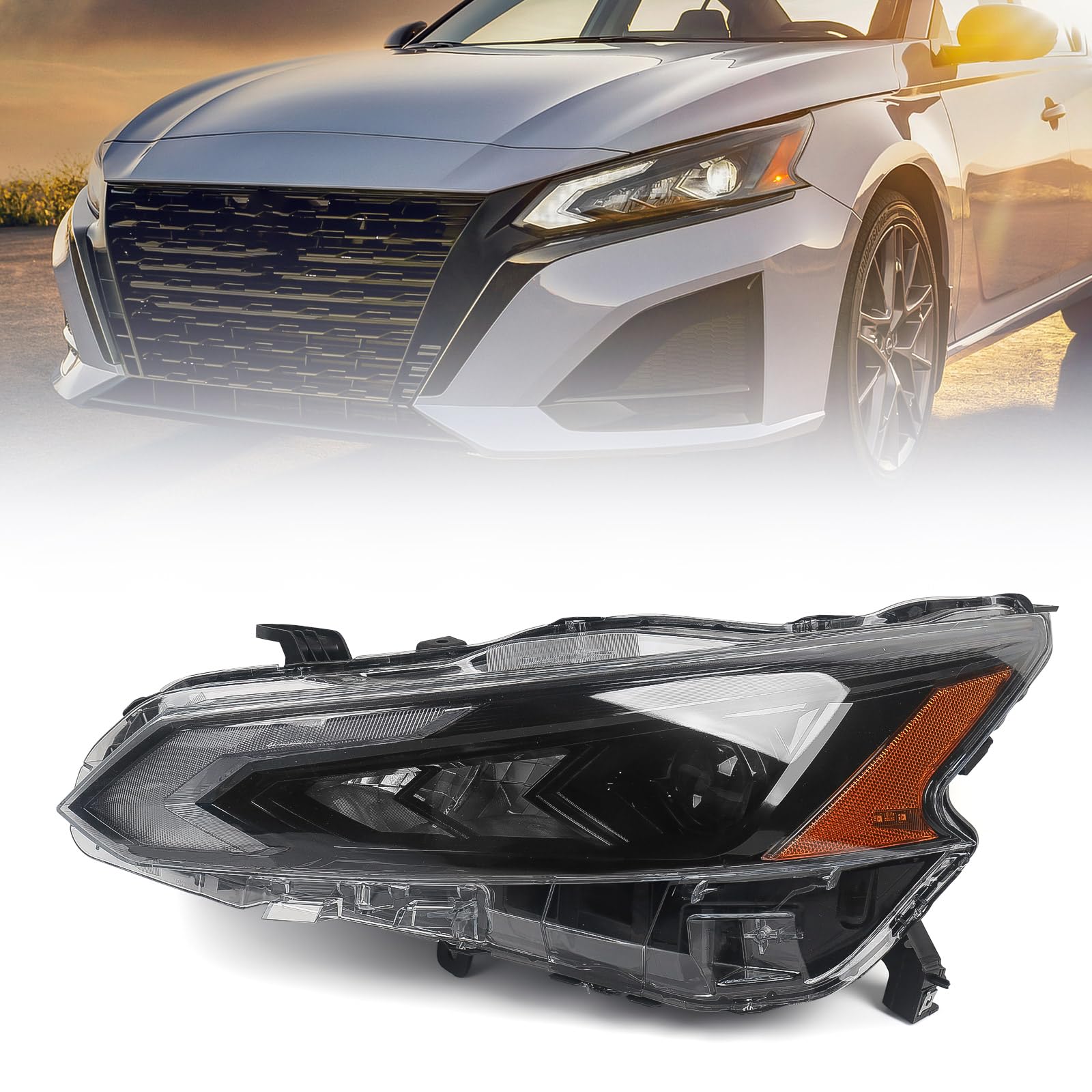 Huray Full LED Headlight Assembly Fit for Nissan Altima 2023 2024 LH Projector Headlamp w/LED DRL OE Style Left Driver Side