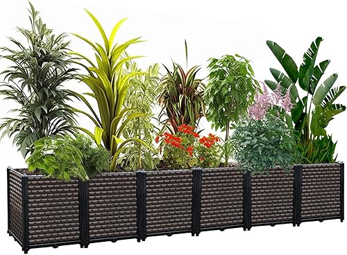 Macetas Grandes para Plantas de Exterior - Profundizadas 20" de Altura, Camas Elevadas para Jardinería con Autoriego, Caja de Plantación Elevada con
