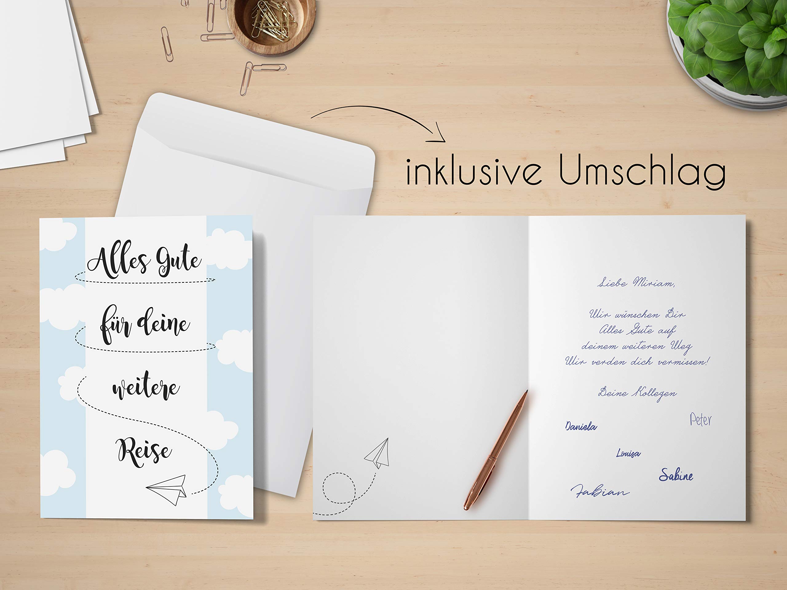 Carte D'adieu Amusante Au Format A4 Avec Enveloppe « Aviateur En Papier » – Carte Pliante XXL Avec Beaucoup D'espace Pour Les Collègues à La Retraite, Au Changement D'emploi Ou à La