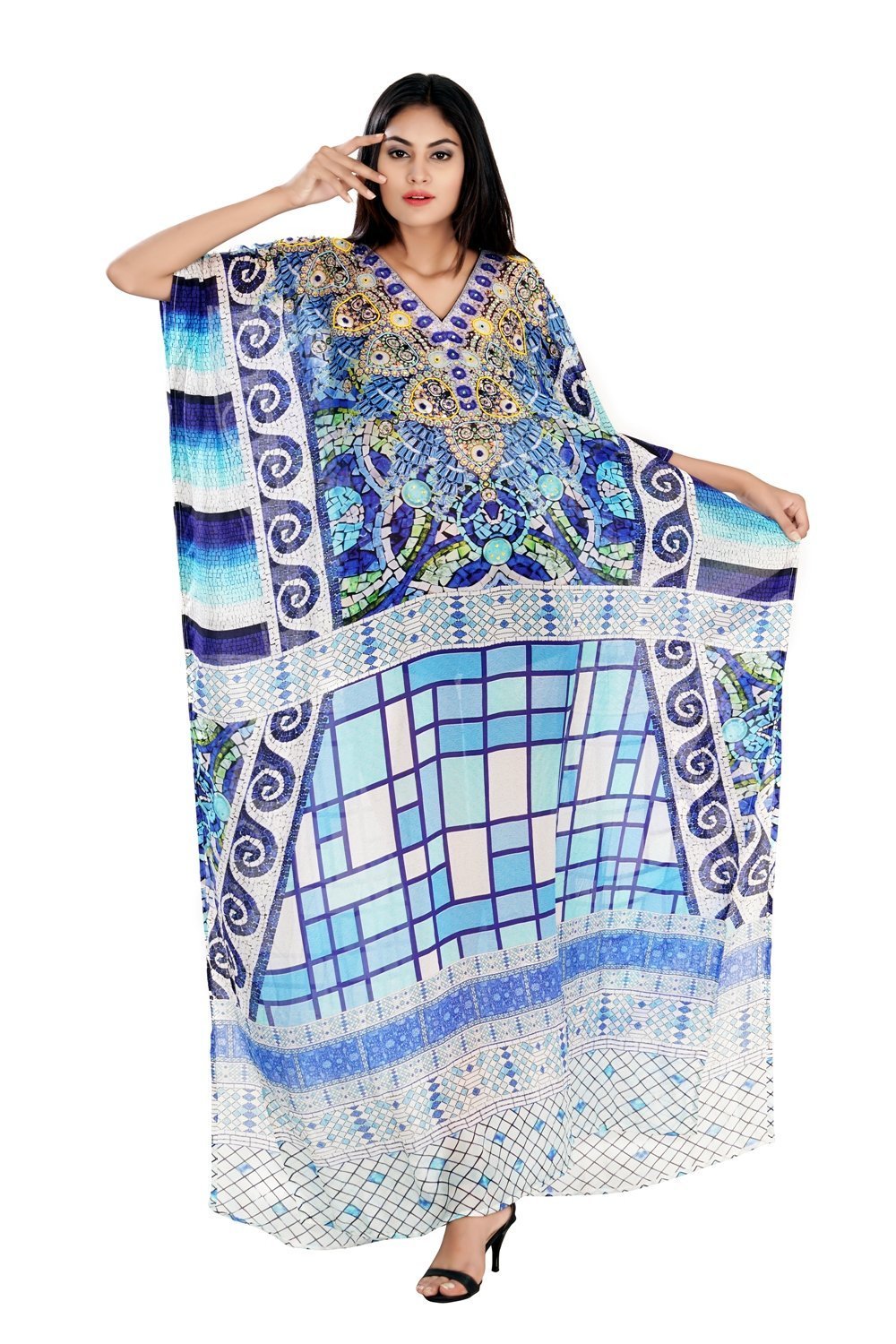Beach kaftan dress for woman beaded/beach wear/one piece