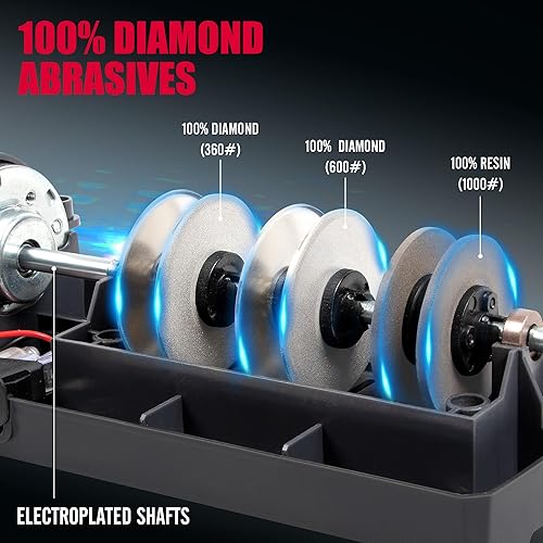 Miniatura 4 de BLACKBADGE Afilador de cuchillos eléctrico profesional para cuchillos de cocina, sistema de afilador de 3 etapas con abrasivos de diamante, afilado