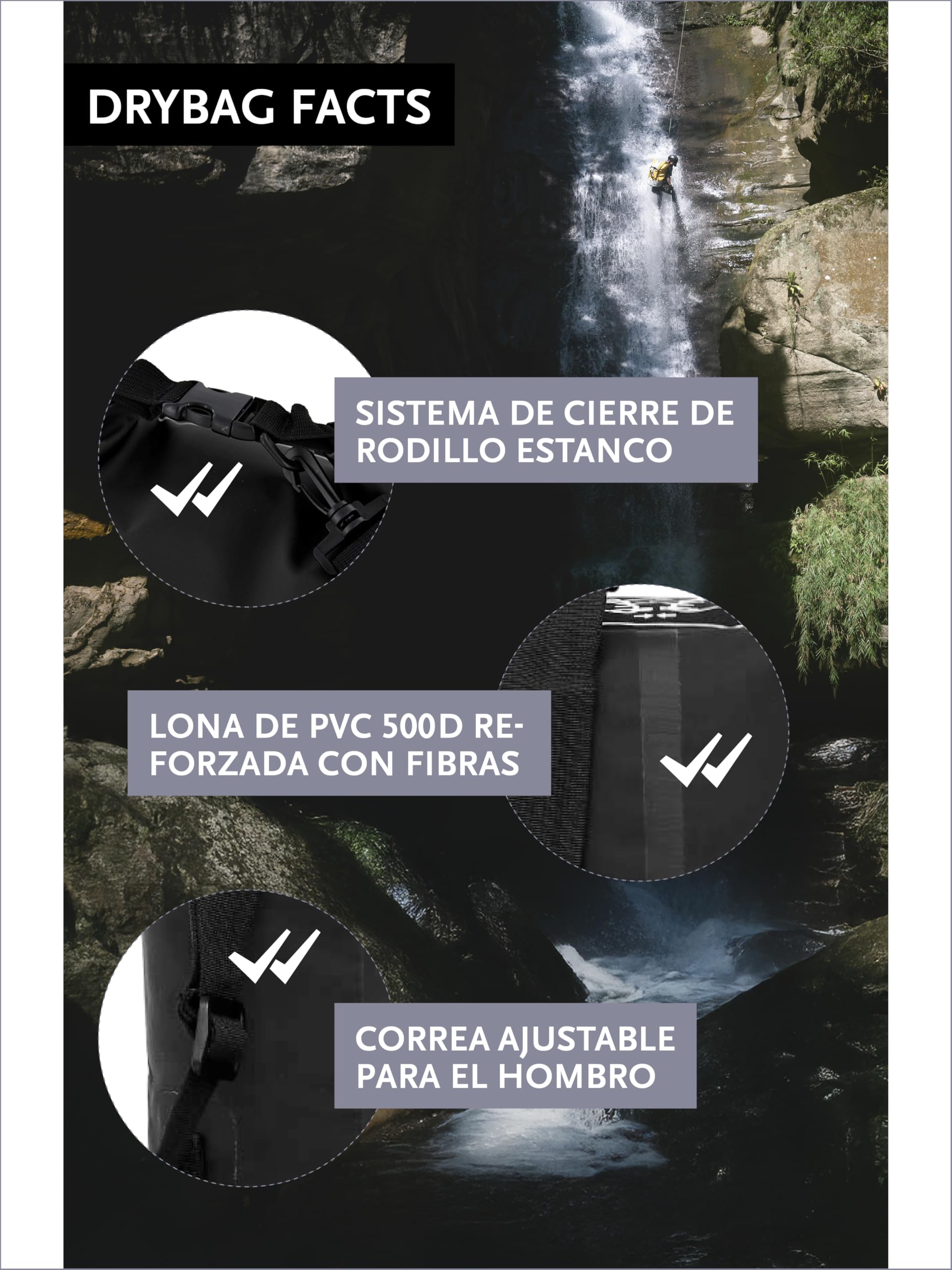 DonDon Dry Bag Bolsa Impermeable 2l, 5l, 10l, 15l, 20l, 30l con Bandolera - 2