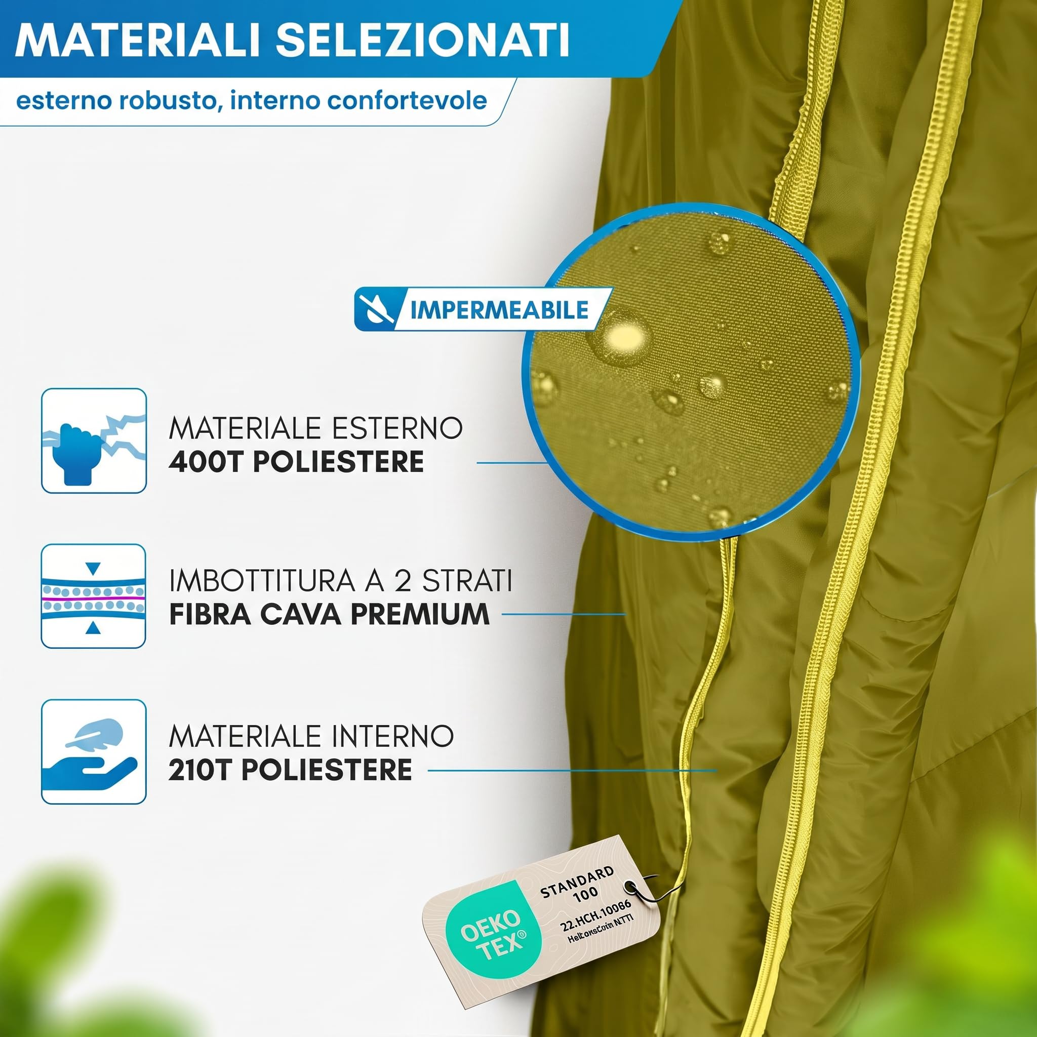 NORDMUT® Sacco a pelo coperta adulto con cerniera YKK a doppio senso – Dimensioni compatte & ultraleggero 1600 g – 3 stagioni (250 GSM) – Sacco a pelo per campeggio, outdoor & festival