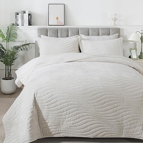 Miniatura 54 de HoneiLife Colchas de tamaño Queen de gran tamaño de 110 x 106 pulgadas, juego de ropa de cama tamaño Queen de 3 piezas, cubrecamas reversibles,