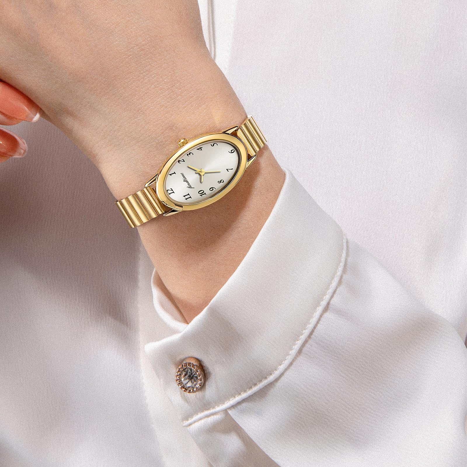 findtime Relojes de mujer de oro del Reino Unido para mujer, relojes diarios impermeables para mujer, reloj de mujer con correa de reloj ajustable