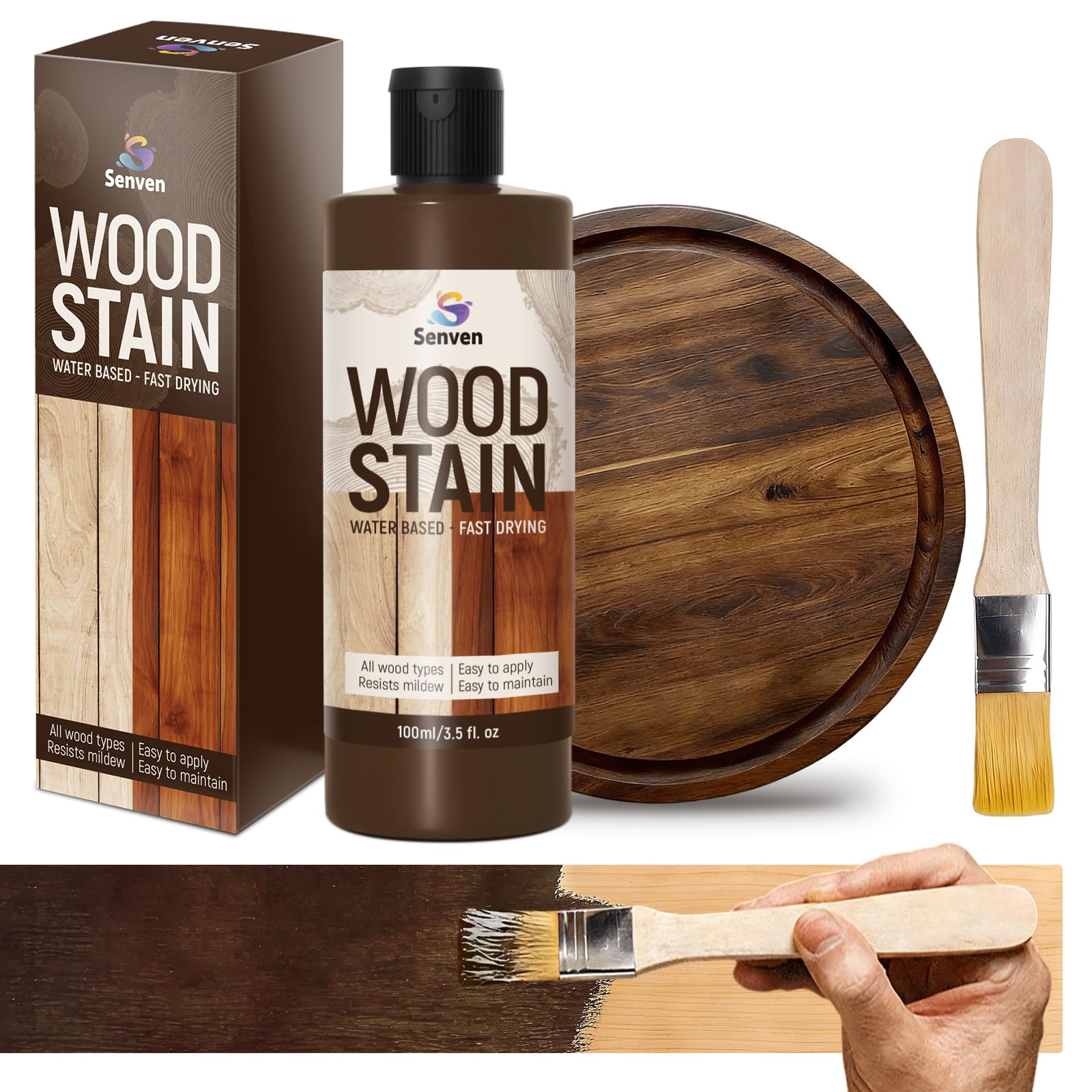 Photo 1 of Wood Stain, Walnut Wood Stain, 100ml Woods-Stain for Woods, Furniture, Cabinet, Fast Drying Woods-Stain, Non-Toxic Wood-Stains, Water Based & Low Odor Wood-Stains, Indoor & Outdoor Woods Stains