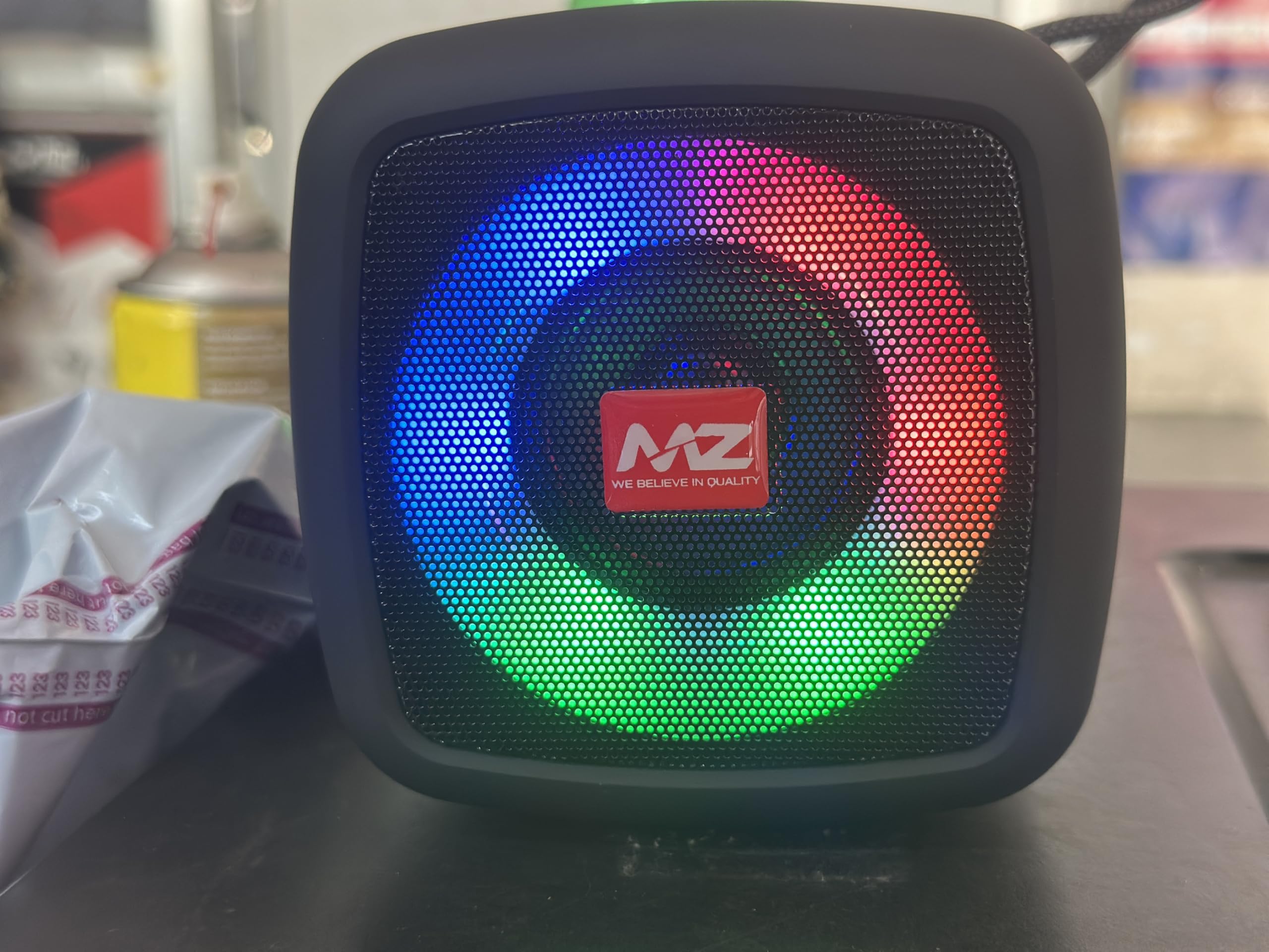 MZ Portable Bluetooth Speaker with RGB LED Lights, Black | USB & TF Card Support, AUX Input, DC 5V Charging, Carry Strap Included, 360° RGB Lighting-picture-12