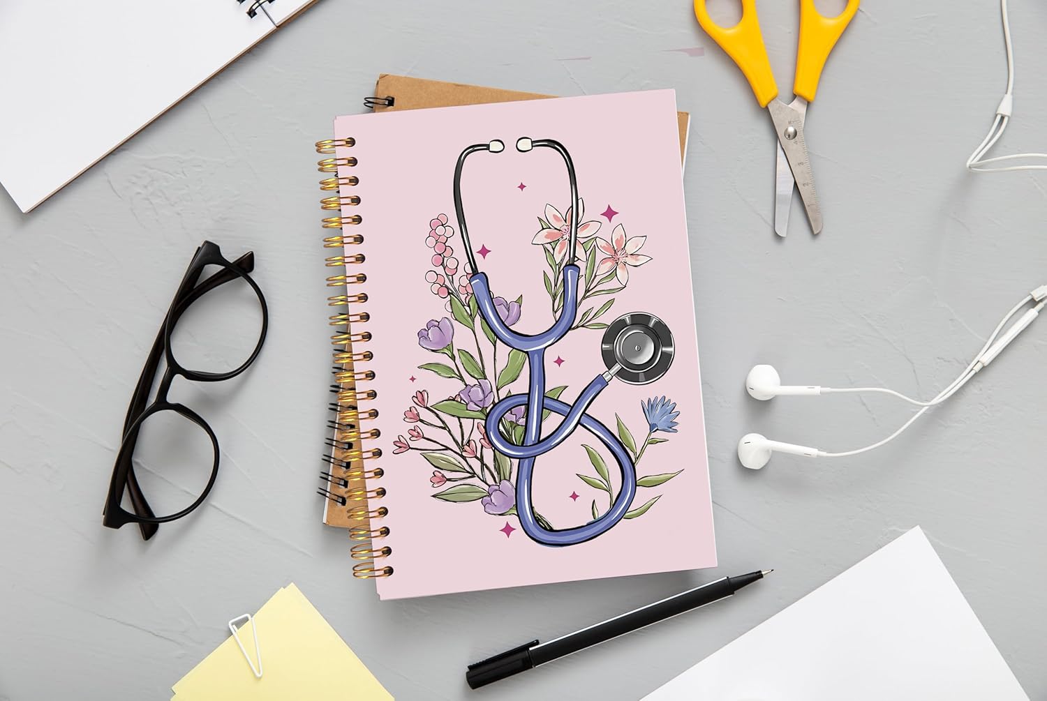 Stethoscope Medical Notebook Journal, Doctor Nurse Notebook, Medical Student Gifts, Future Nurse Gifts, Doctor Gifts for Women Men, Nurse Appreciate Gifts, Spiral Notebook 5.5x8.3 Inch - Image 2