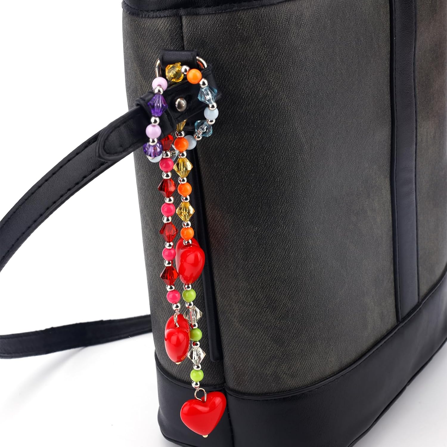 Red Heart Bag Chain Charm, Beaded Pendant Hanging Accessory for Purse Handbag Phones Cute Keychain Charm for Women - Image 7