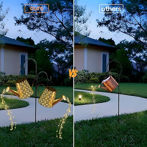 Miniatura 6 de Mousike Luces solares para decoración de jardín al aire libre, linterna colgante grande, impermeable, regadera, luces de paisaje, decoraciones