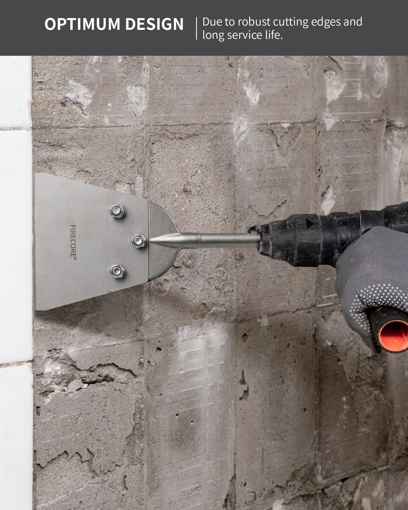 Scalpello SDS Plus 270 mm x 130 mm, Firecore raschietto per pavimenti SDS, include lama e viti di ricambio, scalpello largo per la rimozione di moquette, PVC, vernice e colla per piastrelle