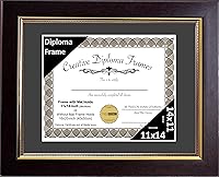 Vista 12 de Creative Picture Frames Marco de diploma de caoba de 7 x 9 pulgadas con borde dorado, incluye caballete de vidrio negro y ganchos de pared