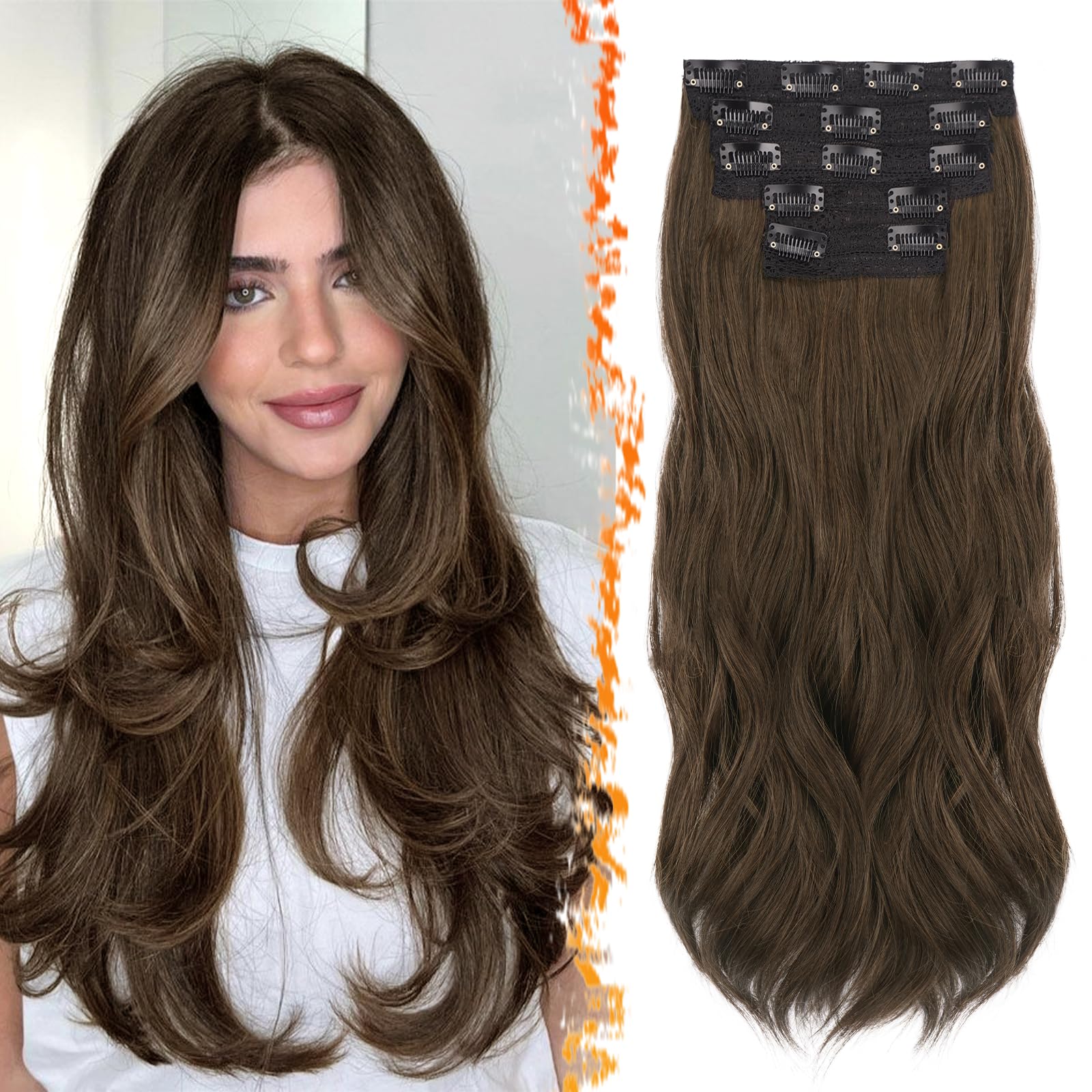 BARSDAR Brown Clip in Hair Extensions
