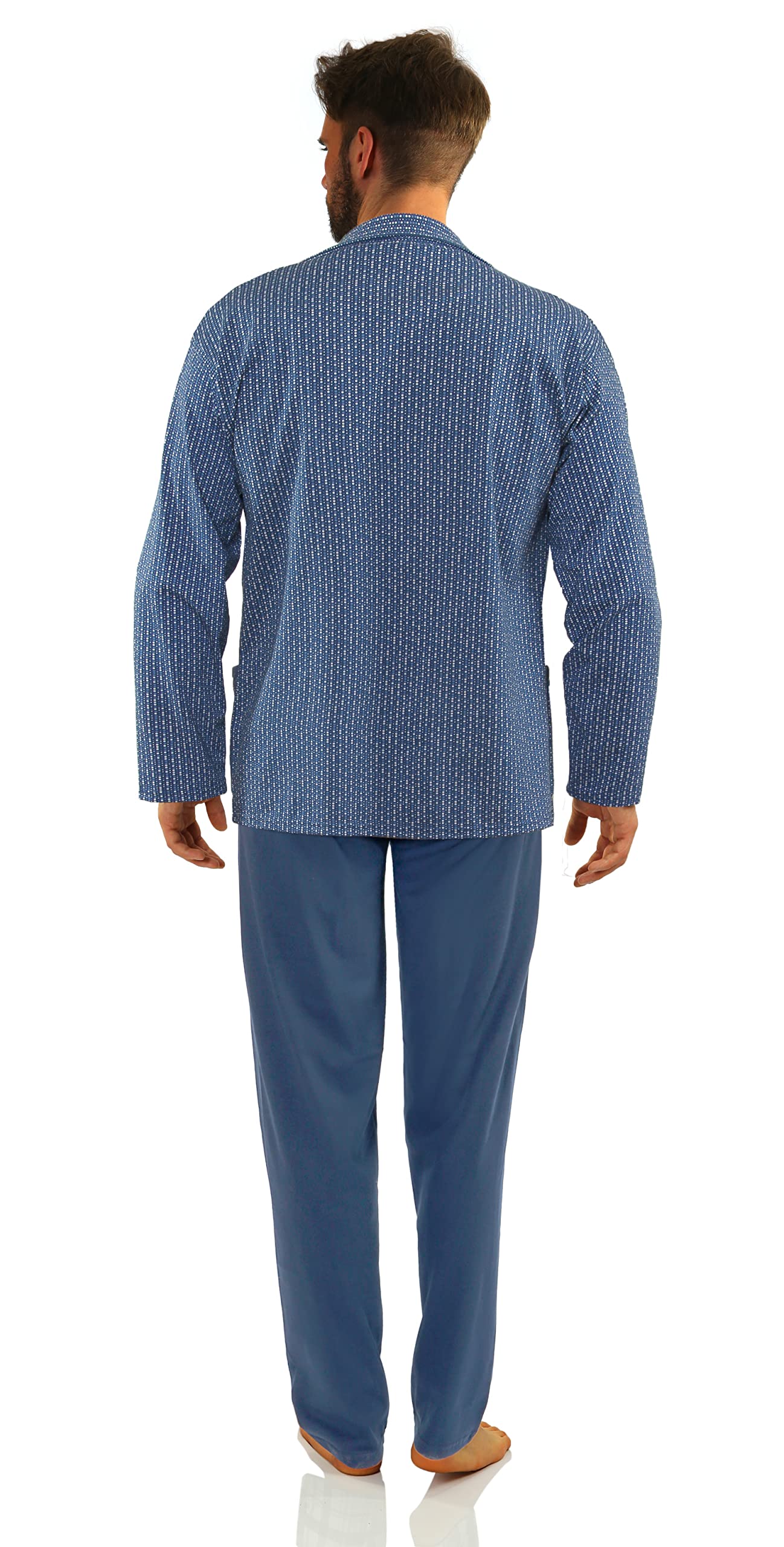 sesto senso Elegante Pigiama Uomo Bottoni 100% Cotone Set Maniche Lunghe Pantalone Lungo