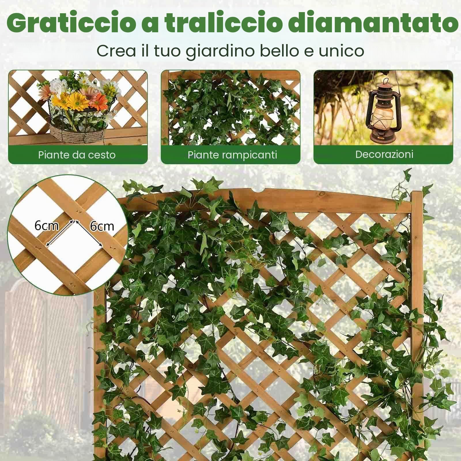 FANTASK traliccio con traliccio e foro di drenaggio, fioriera con fioriera in legno di abete, aiuola rialzata da giardino