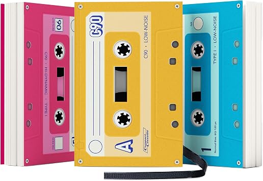 Suck UK Music Notebook - Cassette Tape Notebooks - Mix Tape Book - Retro Themed Gifts - Music Stationery - 80s Retro Gift - Pocket Size Notepad - Mini Tape Record - Multi Colour Mini Notebooks 3 Pack