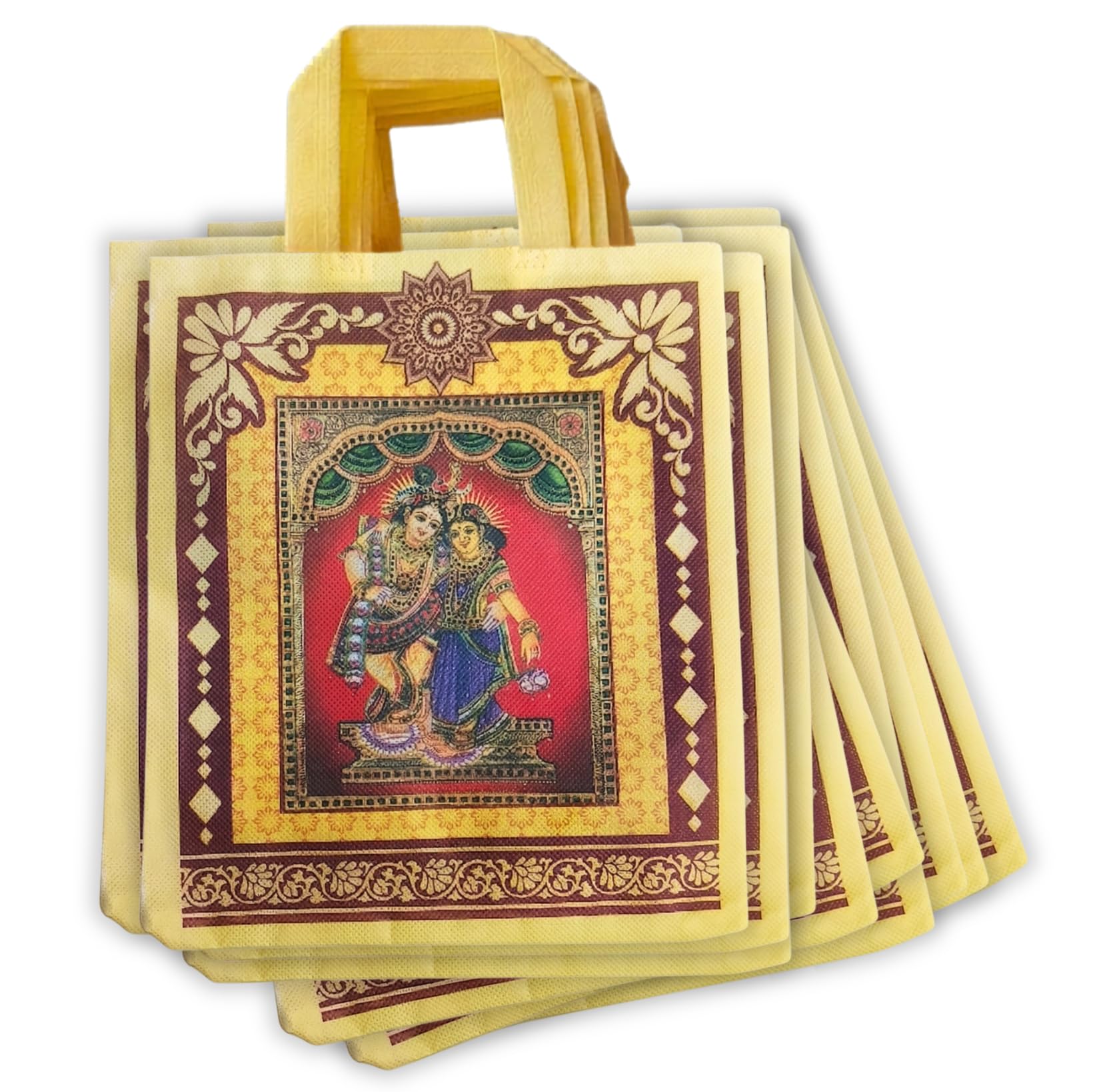 Return gift bag (Thank you Bags) 80 GSM | Birthday Party Return Bag | Wedding Return Gift Bag (Thamboolam bags) - Medium size (Yellow, 9 x 11 Inch Bags)