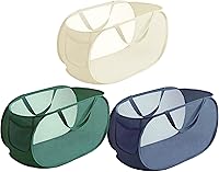 NarangOrnt 3-Pack Pop-Up Laundry Hampers: Sturdy Large Capacity Collapsible Baskets for Laundry, Toys, Home, Camping, Dorm & Travel