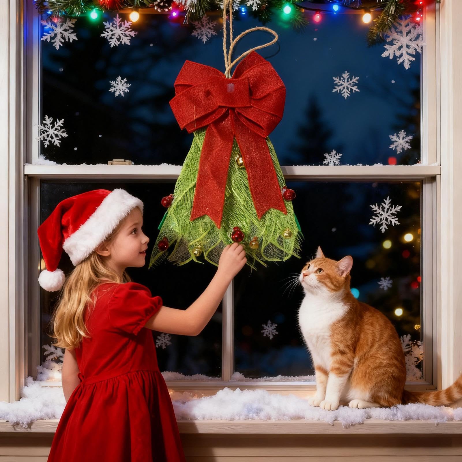 Guirnalda de Navidad Artificial de Hoja perenne para Exteriores, Accesorio | Decorativo para árbol de Navidad, decoración de Pared para Puerta, Pieza de celebración Hecha a Mano | Patio Interior