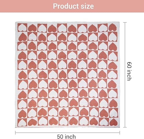Miniatura 5 de Viviland Manta  Manta mullida de cuadrícula de ajedrez, tejida suave y acogedora manta de microfibra cálida para sofá, cama, viajes a casa (amor