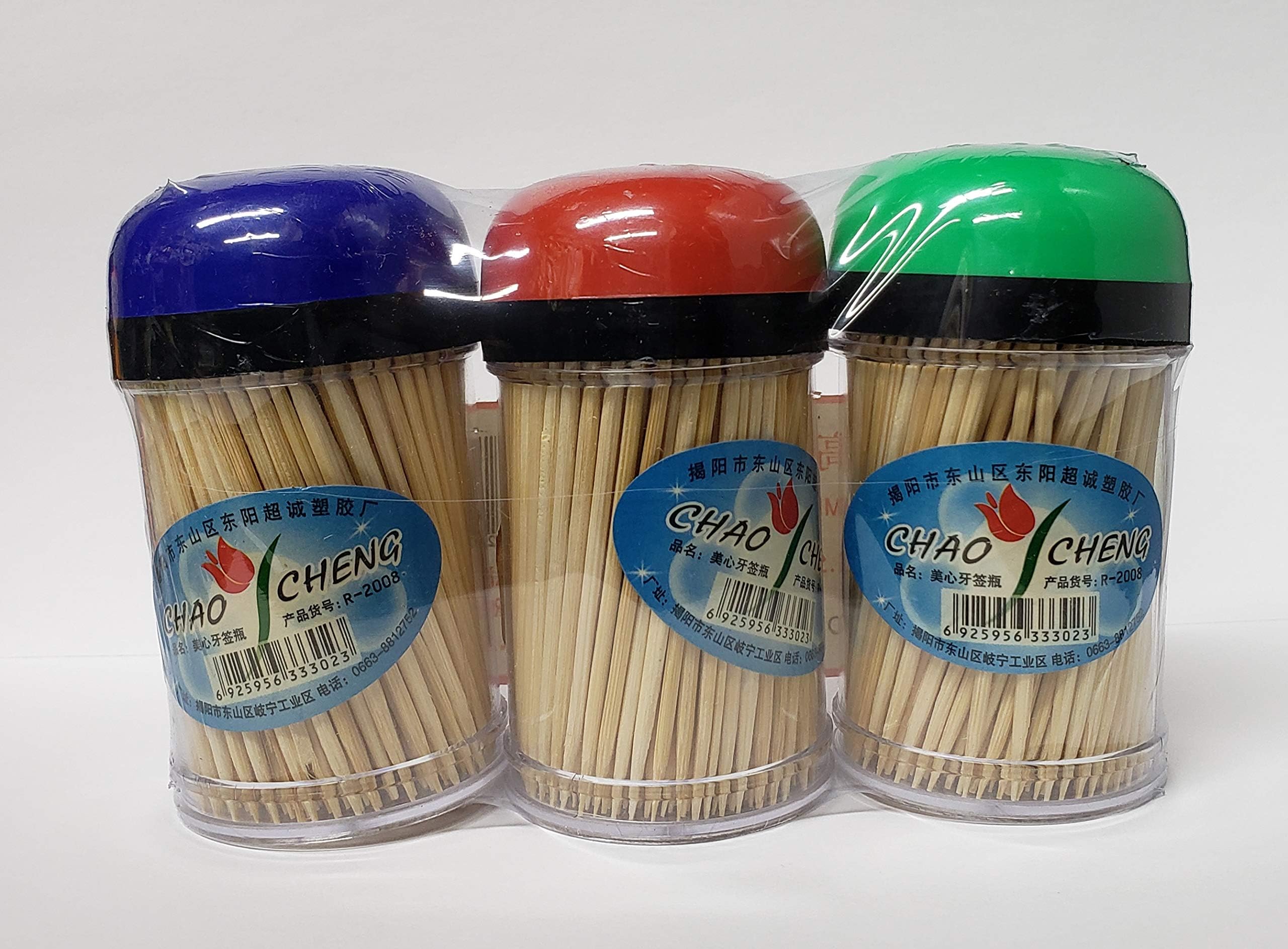 Chao Cheng Brand - Bamboo Toothpicks 200 Sticks/er Bottle X 3 Bottles
