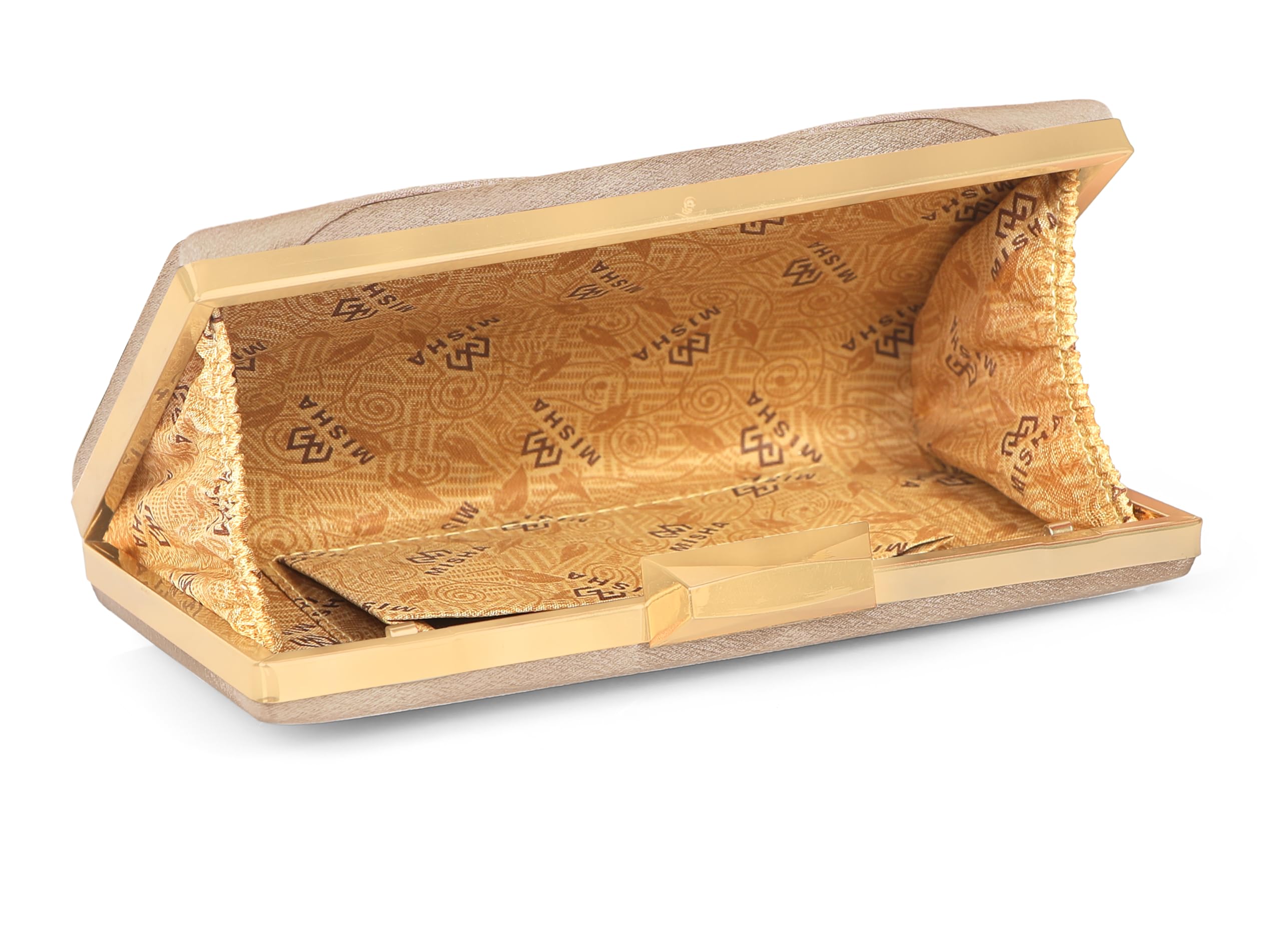 MISHA Elegance Diamond Satin Clutch (ROSE GOLD) 4