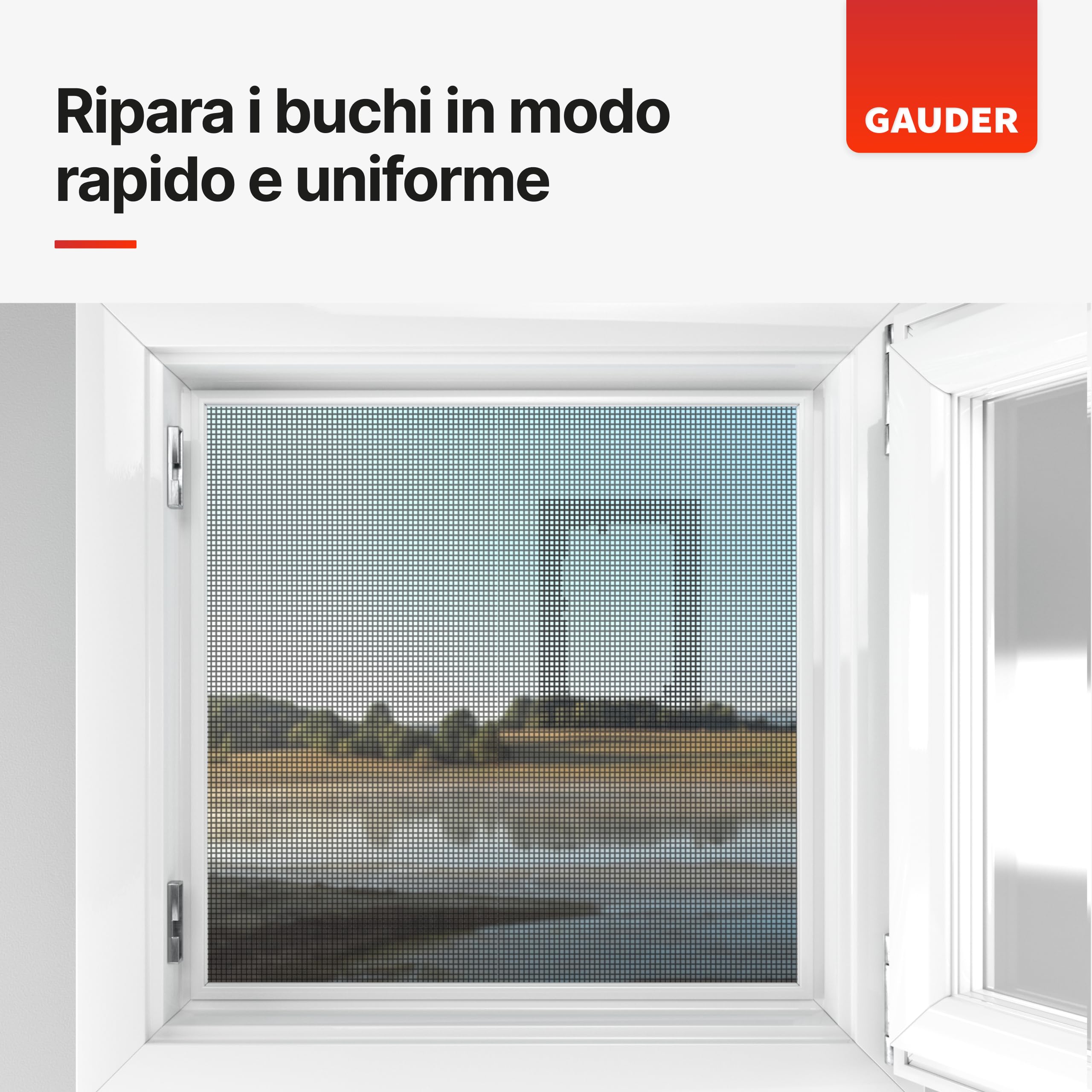 GAUDER Toppe di Riparazione per Zanzariere - Kit Insetti Autoadesive in Fibra di Vetro - Nastro Ripara Zanzariere per Finestra, Porta, Veranda (3 Toppe - 130 x 180 mm)