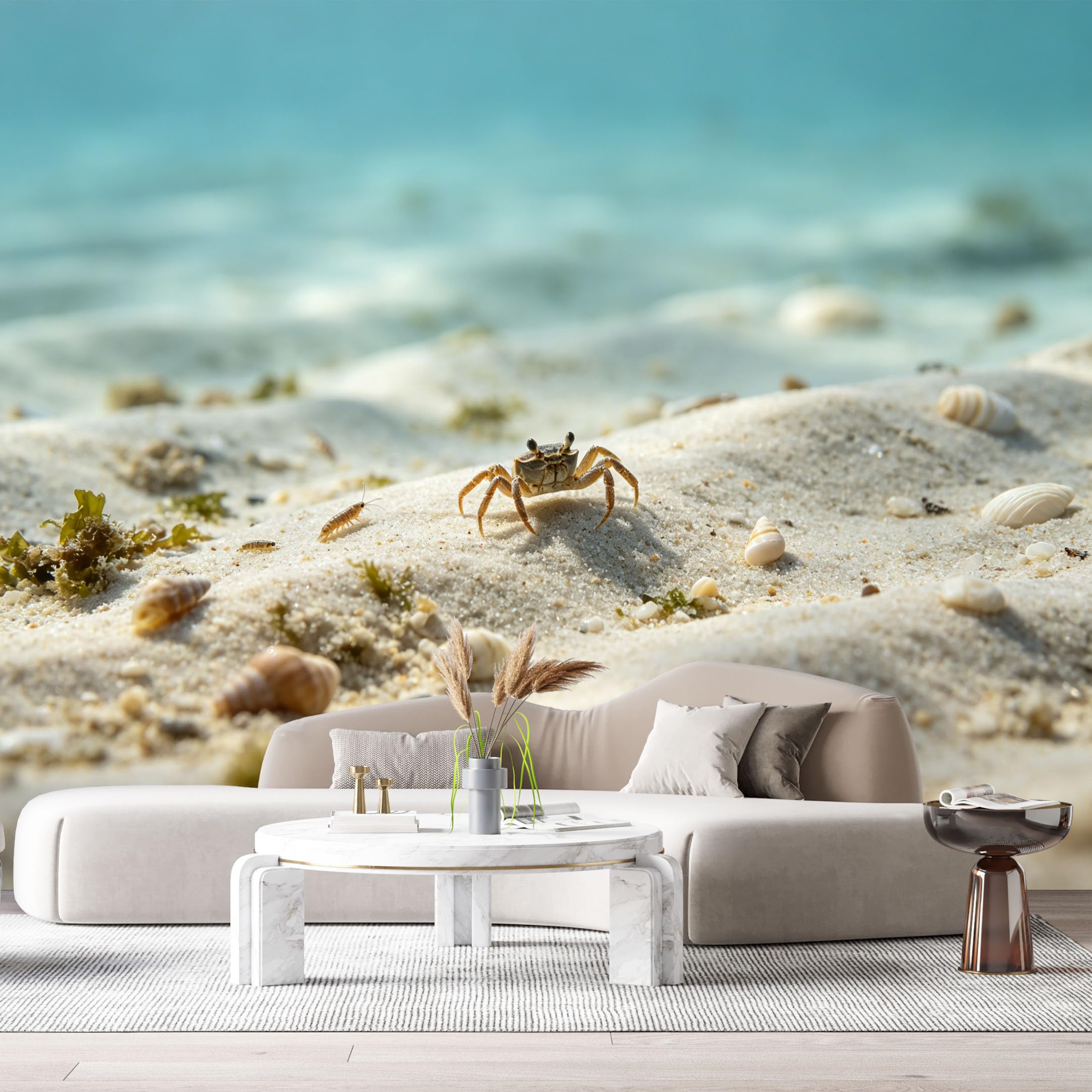 Custom Size Wall Murals Coastal Ocean Marine Crab Seashells 3D Trompe L'Oeil SelfAdhesiveWall Fabric Removable Wallpaper Wall Decor for Living Room Bedroom Bathroom
