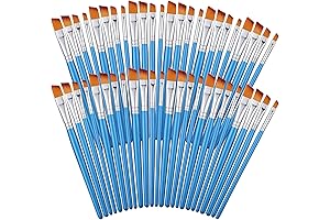 Sherr 48 Pcs Professional Angled Paint Brushes for Fine Art and Detail Painting