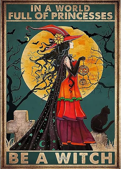 AIRDEA Witch Diamond Painting Kits, 5D Diamond Painting Kits for Adults, Full Drill Bat Diamond Painting Kits Moon Diamond Art Kits Animals Cat Crystal Picture Art for Home Decor 11.8x15.7 Inch
