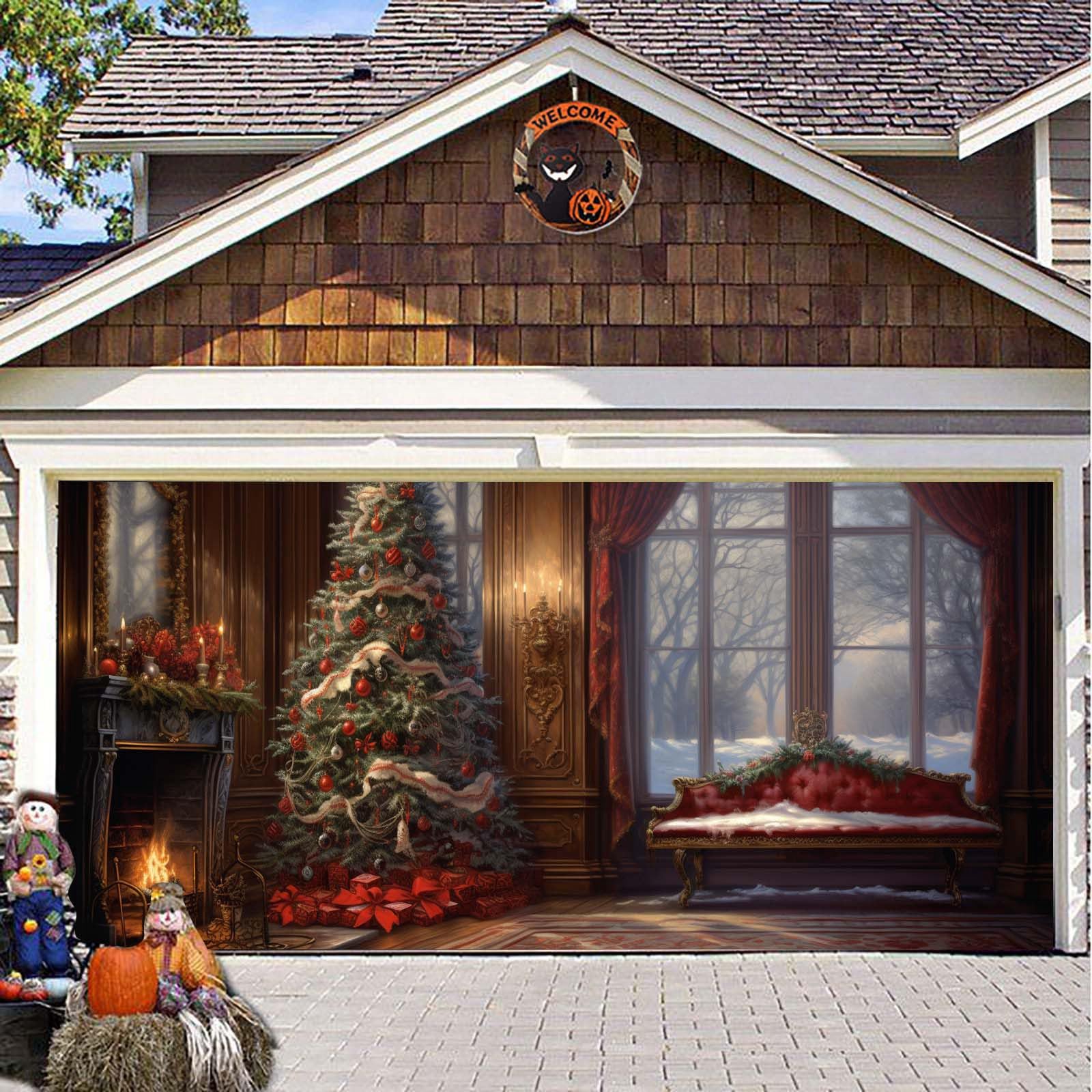 Grande Couverture De Porte De Garage De Noël, Bannière De Décoration De Noël Pour Fête De Vacances, Décoration Intérieure Ou Extérieure, Noël Météore, 4, 8 X 2,1 M