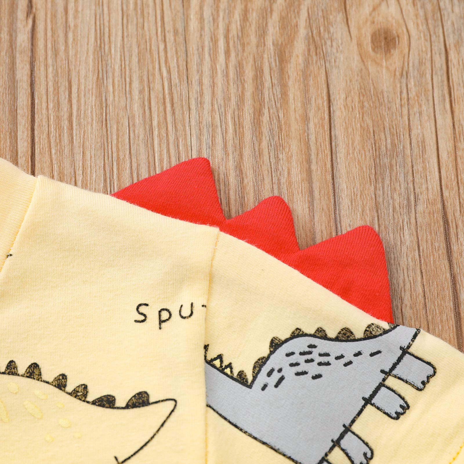 Infant Toddler Baby Boys Clothes Set Short Sleeve Dinosaur Print Sweatshirt Top Tank Short 2Piece Summer Outfits (Patchwork+Apricot, 18-24 Months)