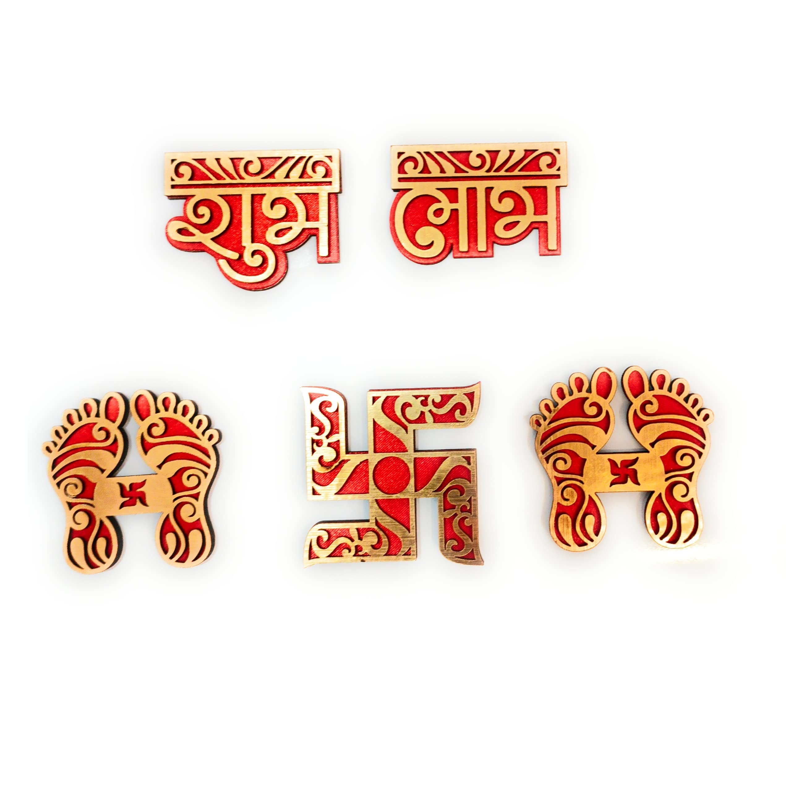 Adyashree Emporium MDF Laxmi charan Subha Labha Swastik Red Colour Pooja Room Decor Set, Entrance Shubha labham Lakshmi Padam Set Diwali Navratri Festival Reusable Wall Decoration Rangoli Sticker (B0BVC4BPZP) Amazon Price History, Amazon Price Tracker