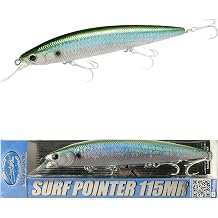 LUCKY CRAFT Surf Pointer 115MR Saltwater Fishing Lures for Halibut and Stripped Bass, Long Casting Jerkbait, Sinking Surf Fishing Gear, Fish Accessories for Tackle Box