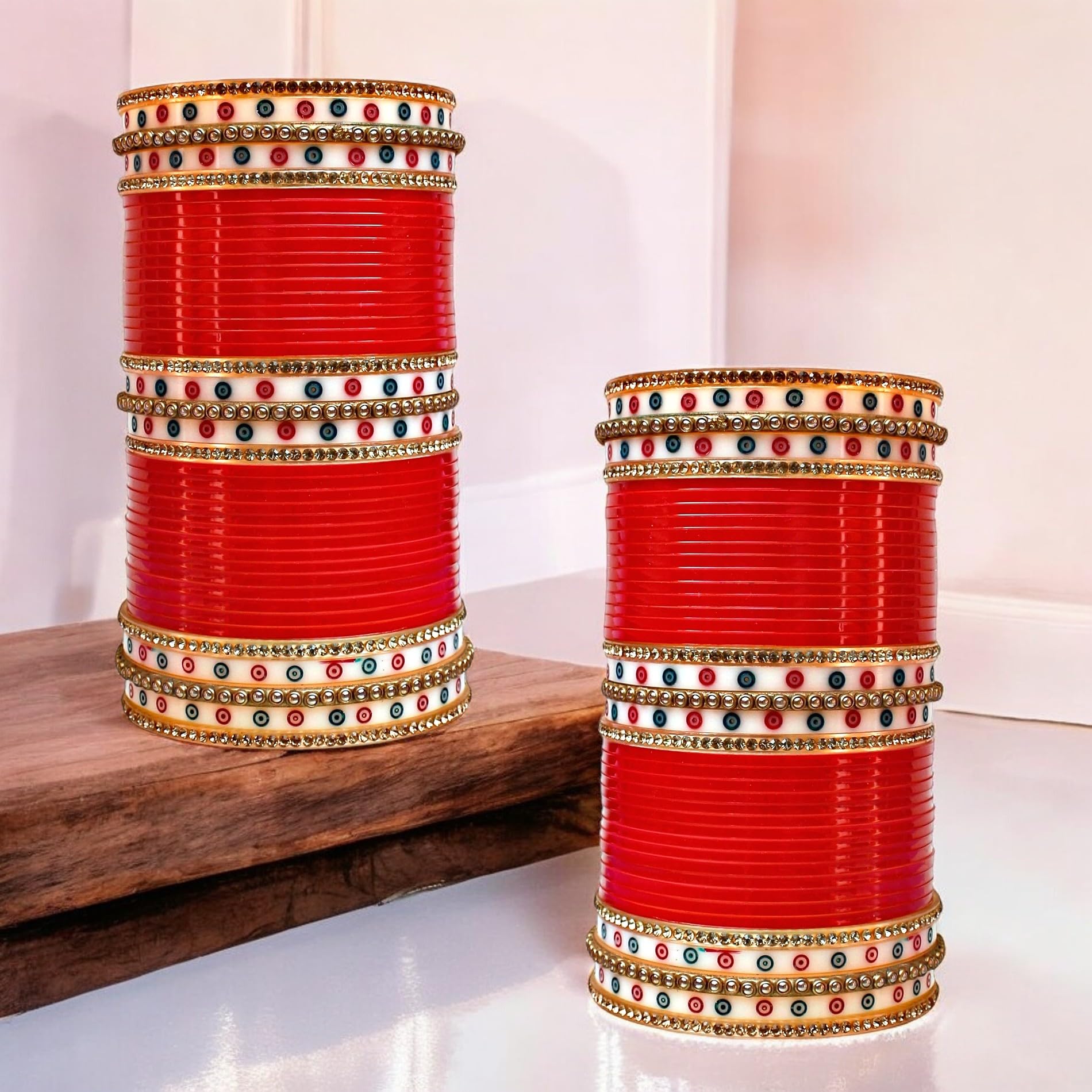 Lucky Jewellery Bridal Bangle Set Dhanteras/Diwali/Bhai Dooj Collection Wedding Punjabi chuda, Designer chura, Red Color Choora Set for Women (937-M1C1-MANGLA-R26) 1