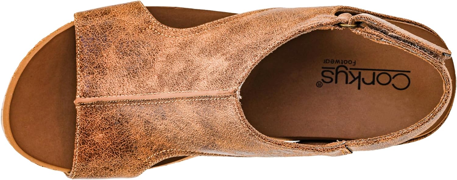 Corkys Footwear Womens Carley Wedges, Featuring Corkys EVA Foam Cushioned Insoles, A 2.5 Inch Heel, Lightweight For All Day Wear, And Hook And Loop Closure