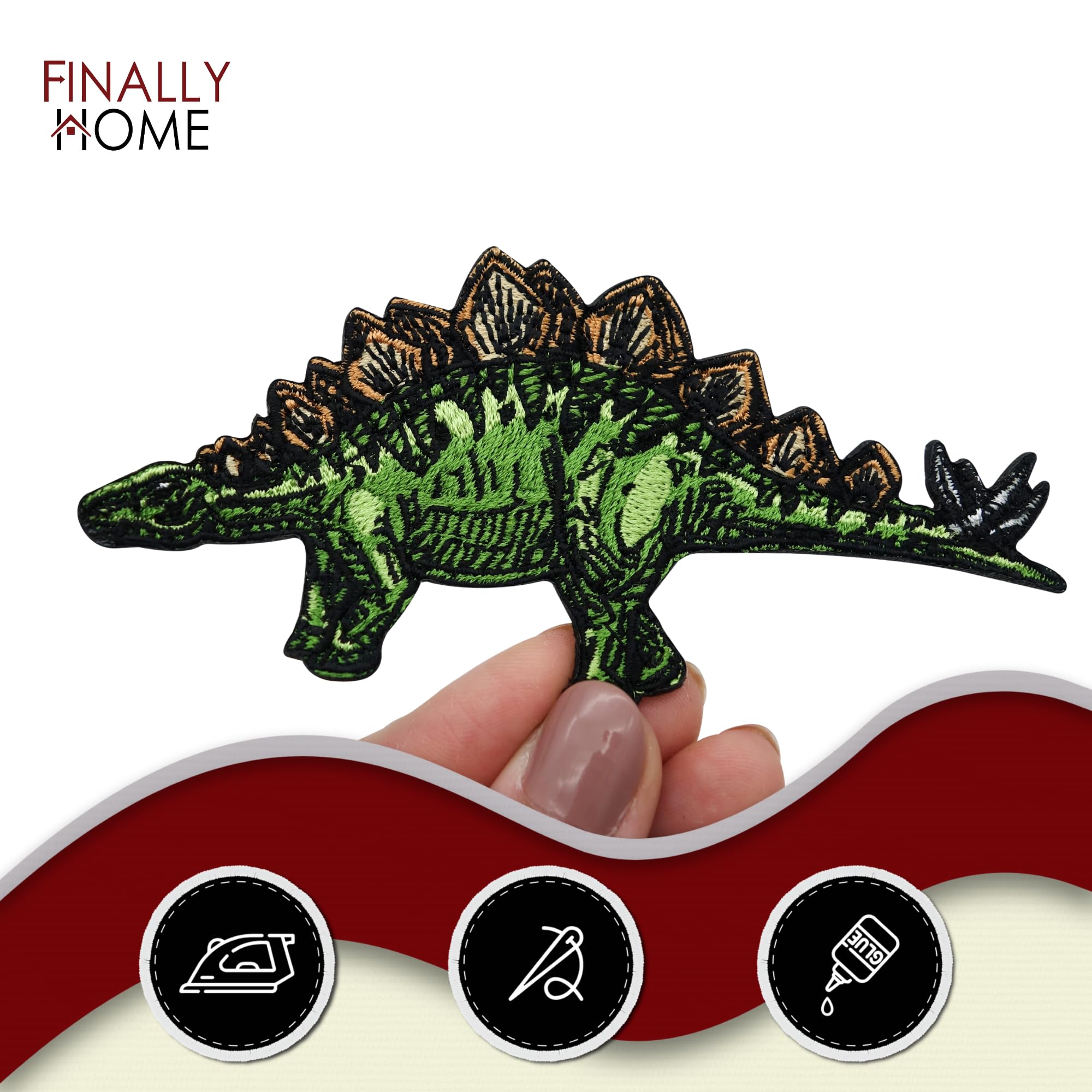 Toppa Termoadesiva A Forma Di Dinosauro Triceratopo – Ricamata 9,5 X 4,7 Cm – Per Jeans E Borse - 4