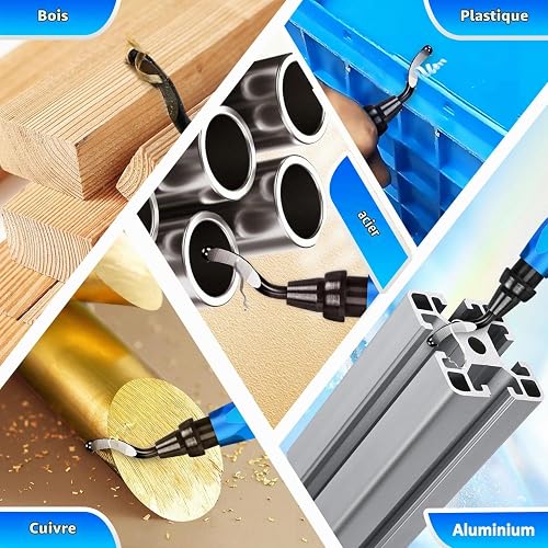 DIYLAND Deburring Tool Set, Metal Handle Hand Deburrer with 10 BS1010 Replacement Blades, 360° Rotating, for Plastic, 3D Printing, Metal, Aluminium, PVC, Steel - 7