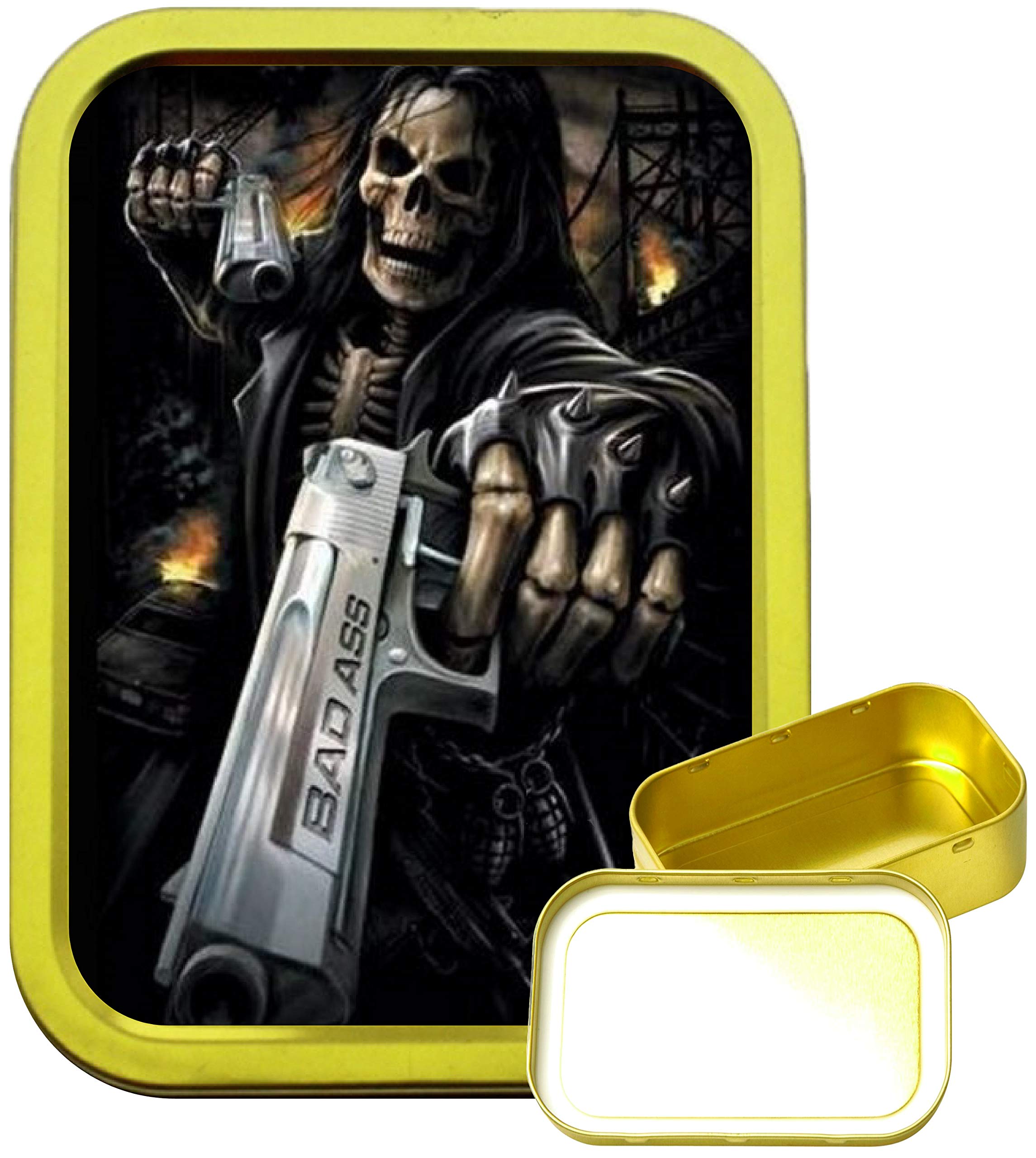 TEEZ Badass 2oz Gold Tobacco Tin, Gold 2oz Tobacco Tin, Airtight Tobacco Tin