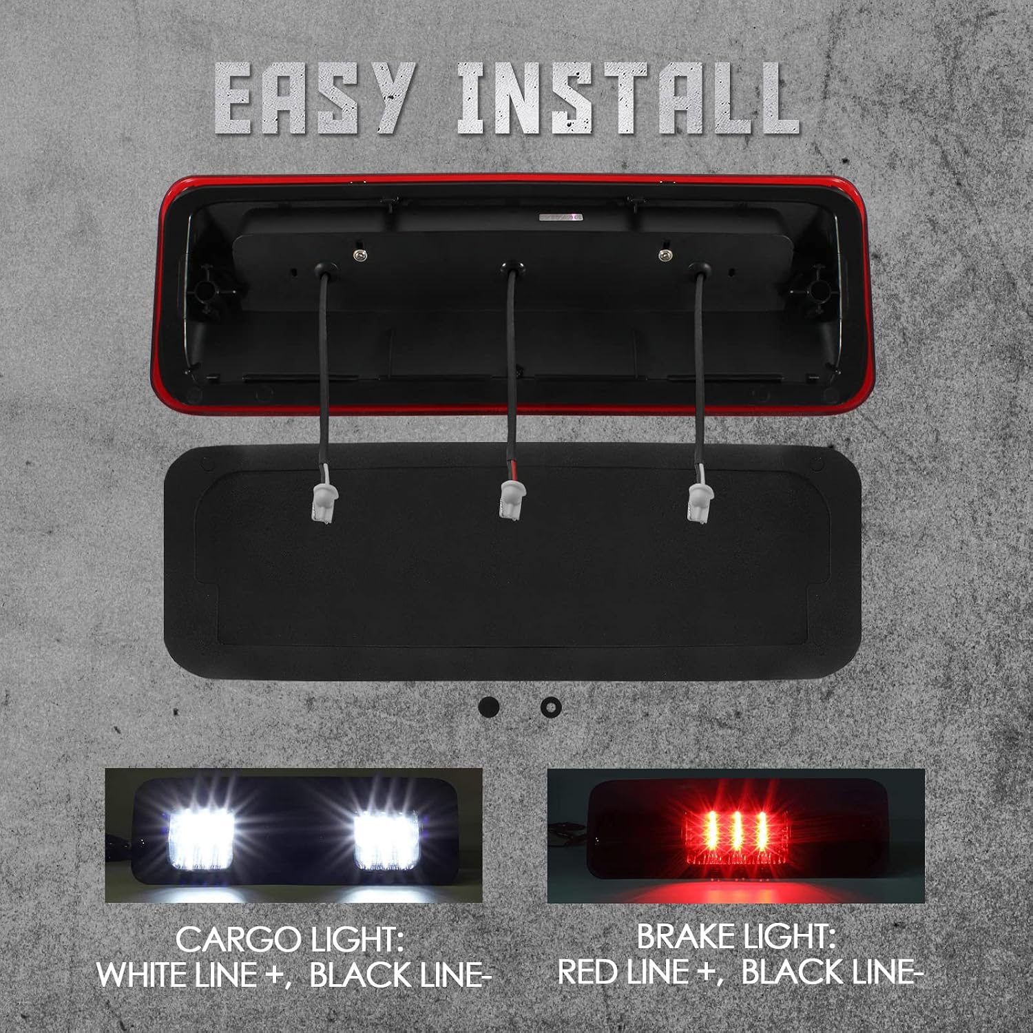 High Mount 3rd Stop Light Compatible with 2004 2005 2006 2007 2008 Ford F150, 07-10 Ford Explorer Sport Trac, 06-08 Lincoln Mark LT Third Center Cargo Reverse Rear LED Brake Light Bar(Red)
