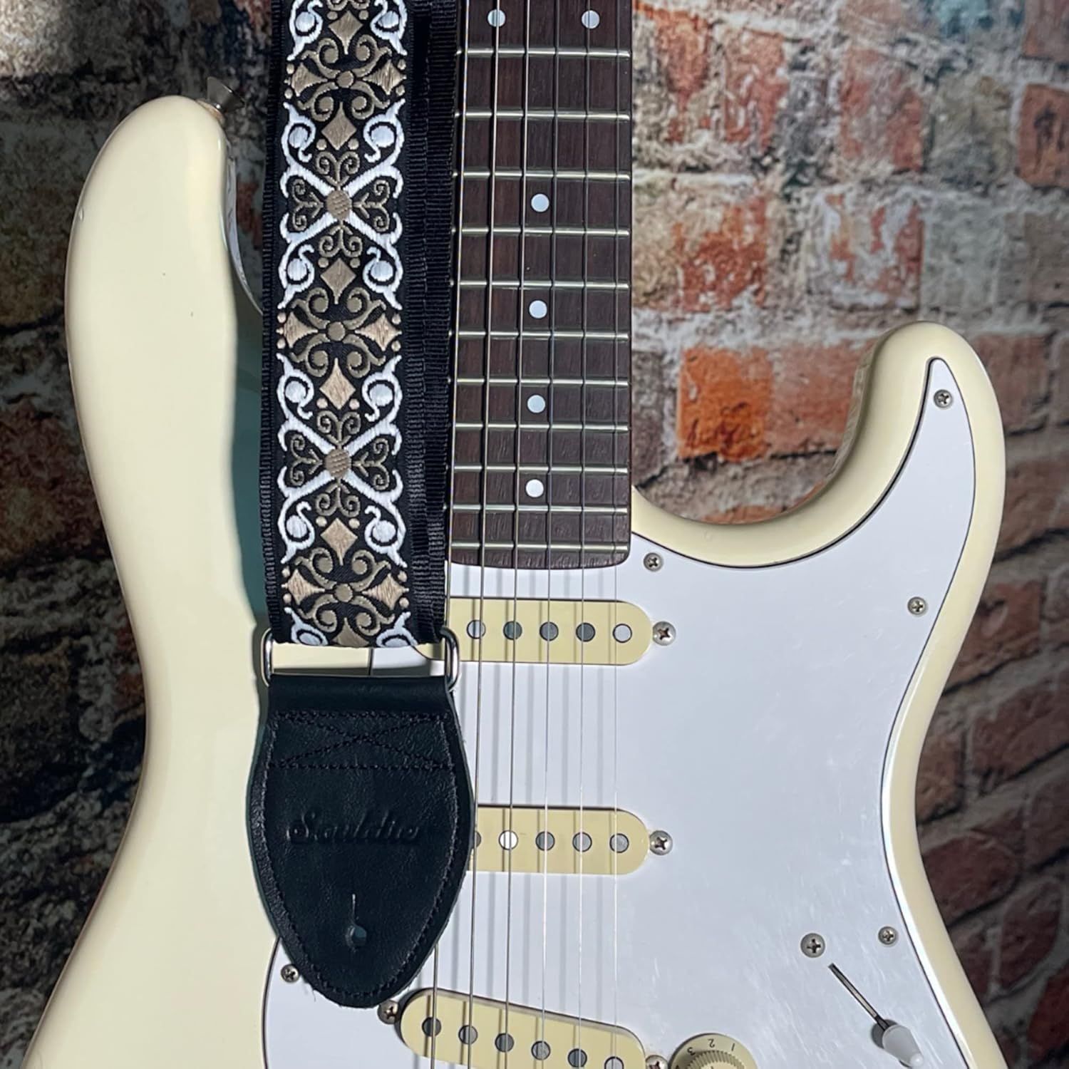 Souldier GS0843BK04BK - Handmade Seatbelt Guitar Strap for Bass, Electric or Acoustic Guitar, 2 Inches Wide and Adjustable Length from 30" to 63" Made in the USA, Constantine, Black
