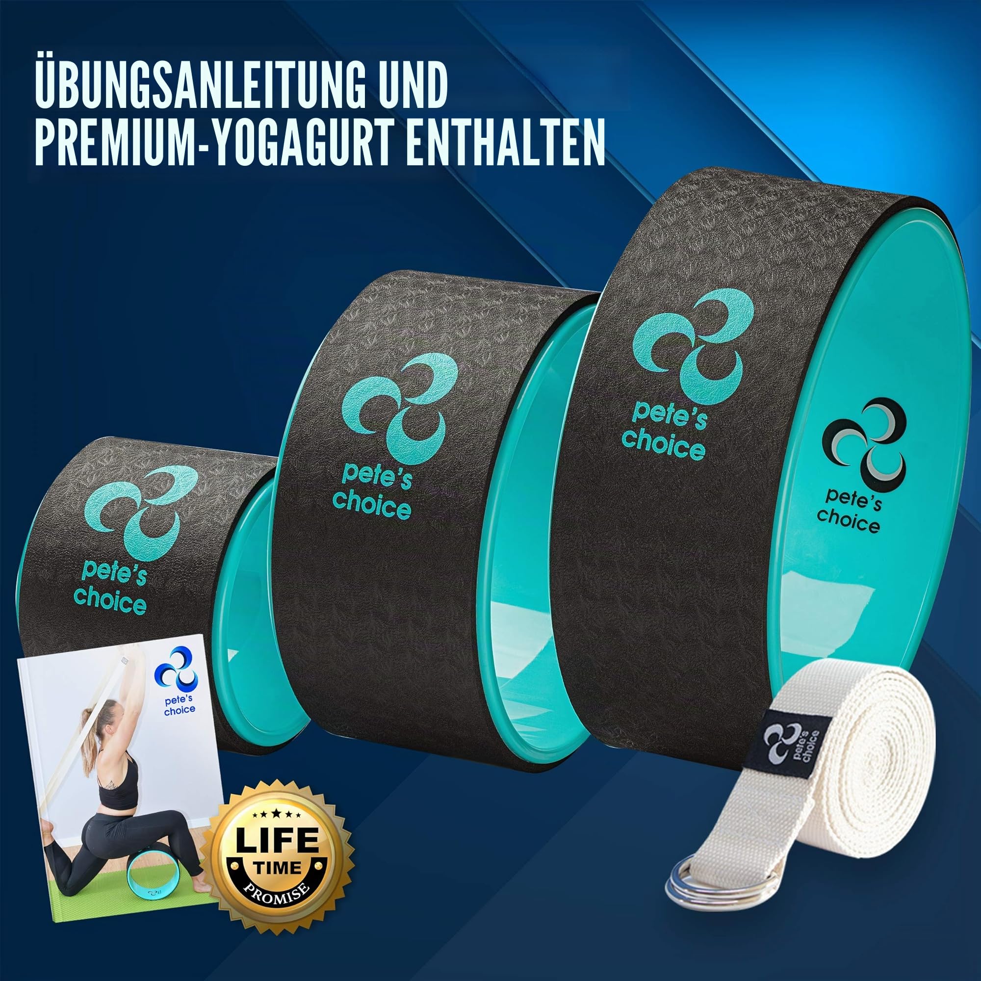 Yoga Rad 3er Pack - Abnehmen, Sich in Form Bringen und Fit Werden. Yoga Zubehör für Zuhause. 3 Pack Pilates Wheel Set. Körperhaltung verbessern