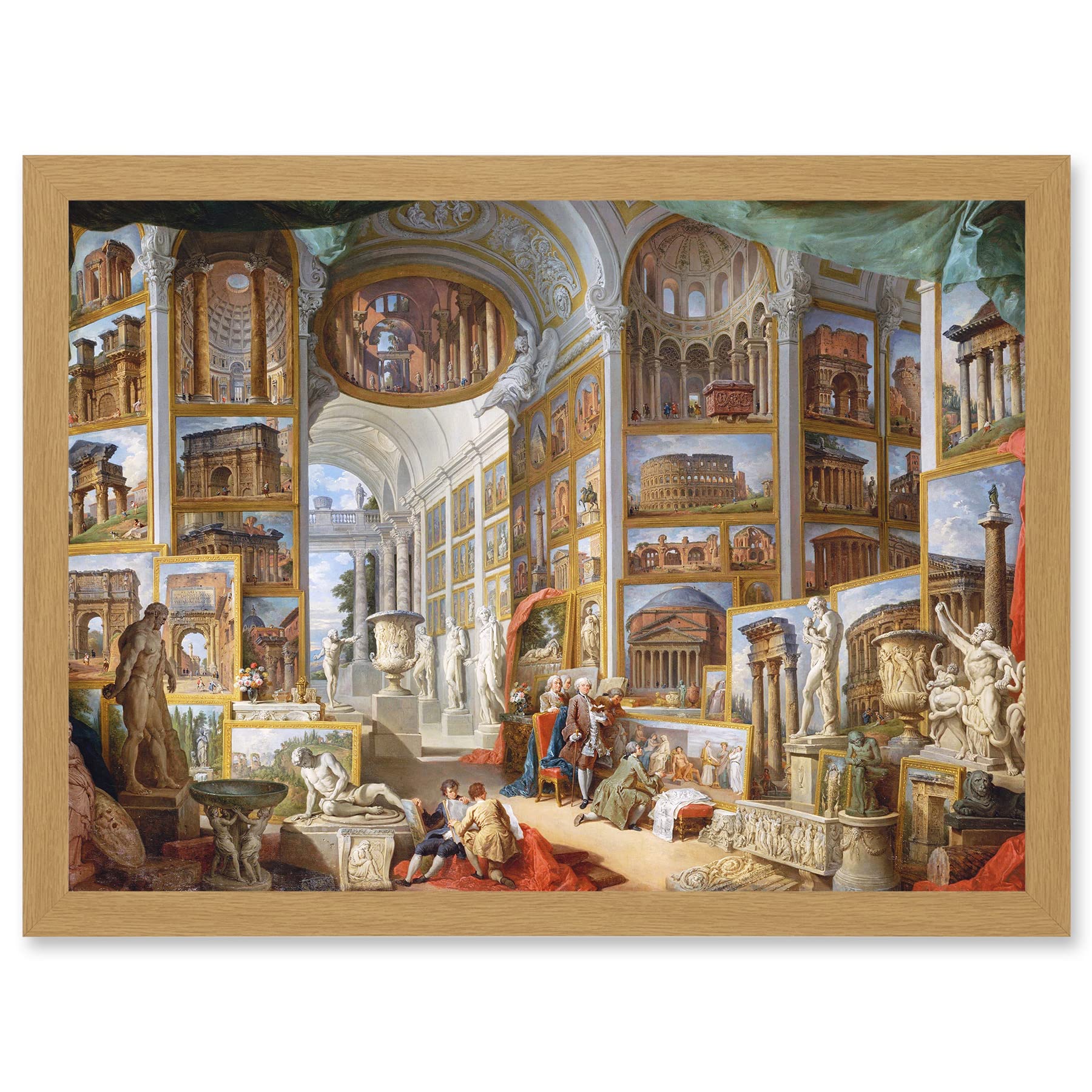 Panini Ancient Rome Monuments Allegory Painting - Framed Wall Art Print A4 - Artery8