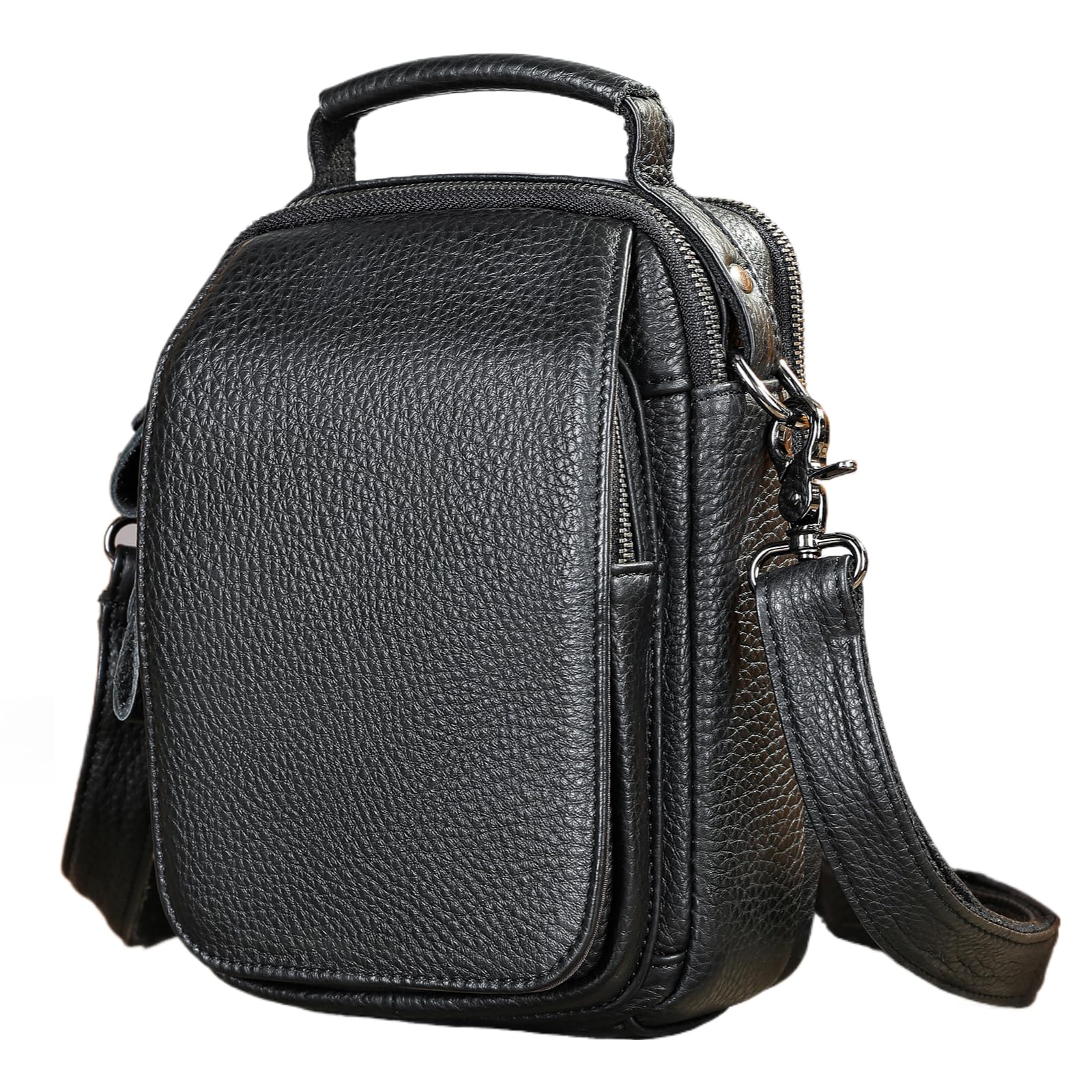 Genuine Cowhide Leather Messenger Bag for Men Anti-Theft Waterproof Shoulder Sling Crossbody Bag Purse Handbag Casual